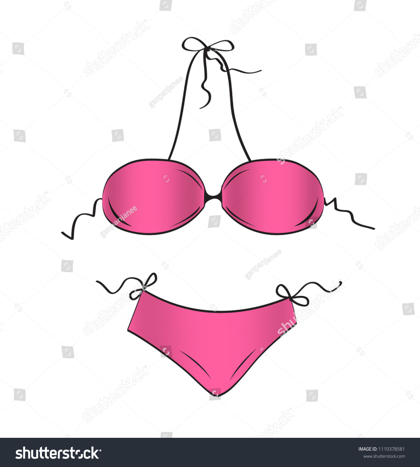 Pink Bikini Vector Illustration Fashion Girls Stock Vector Royalty