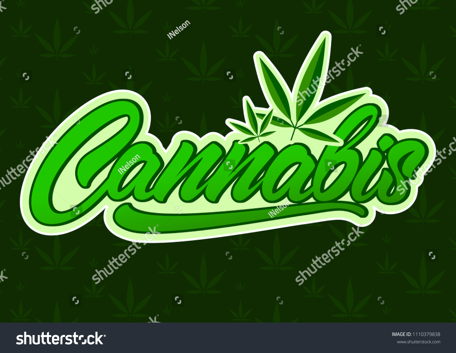 Cannabis Lettering Style Leaf Vector Illustration Stock Vector (Royalty ...