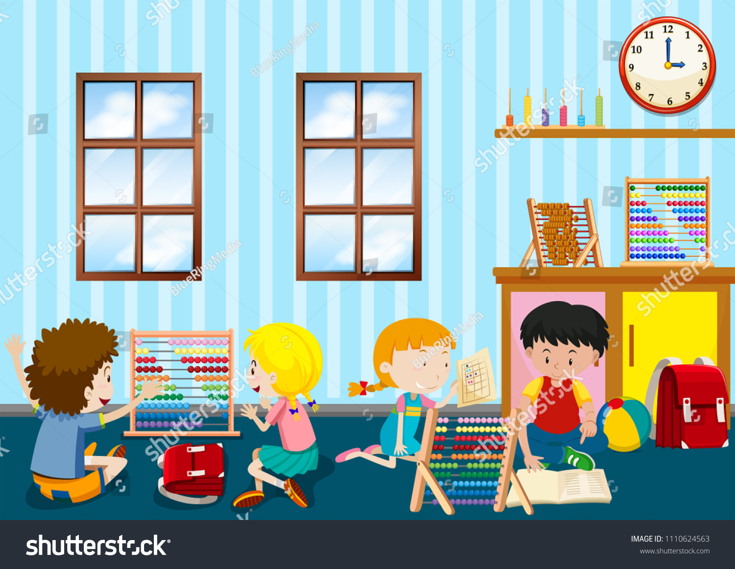 Group Young Children Playing Illustration Stock Vector (Royalty Free ...