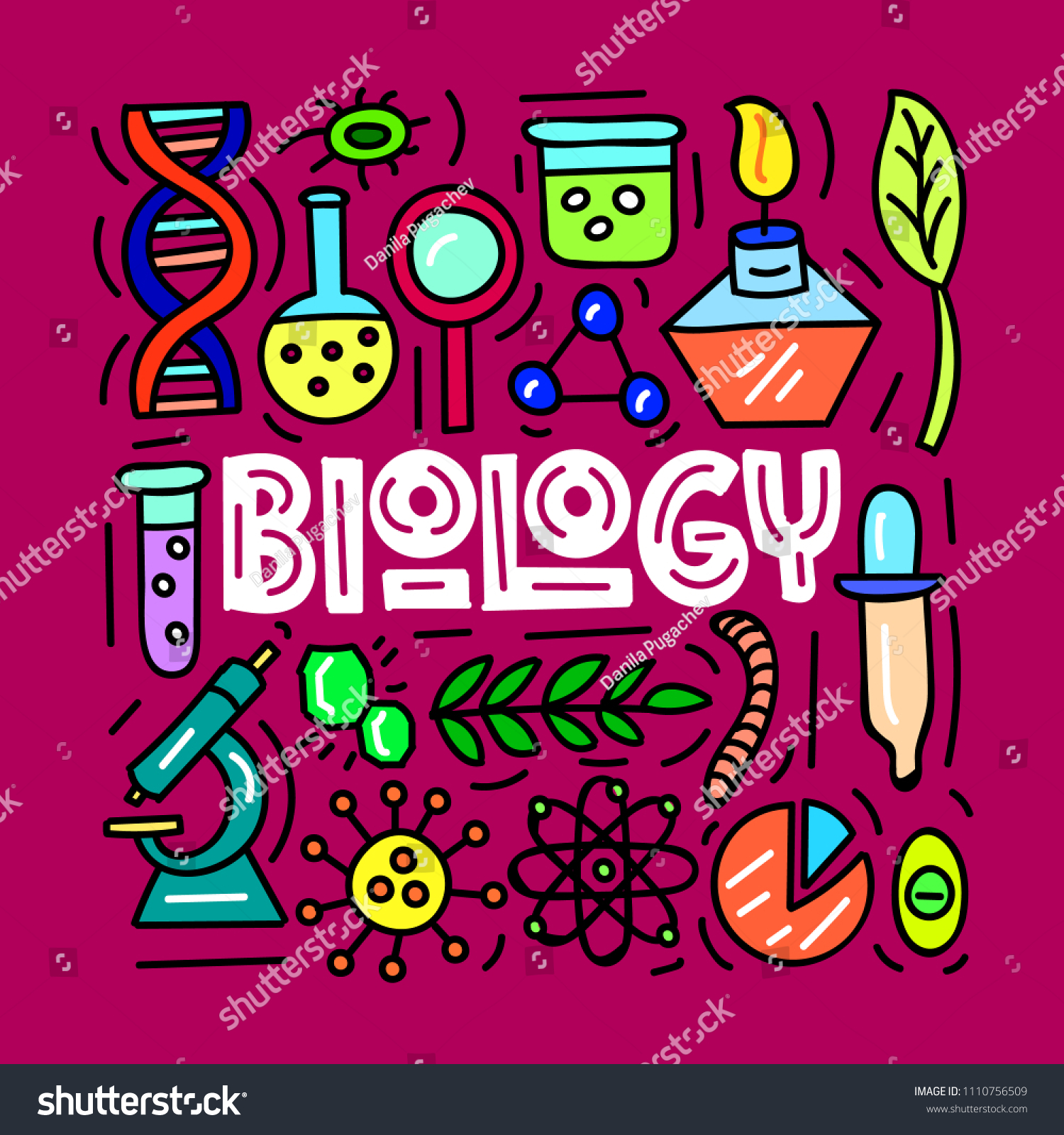 biology-subject-conceptlettering-card-vector-illustration-vector-de