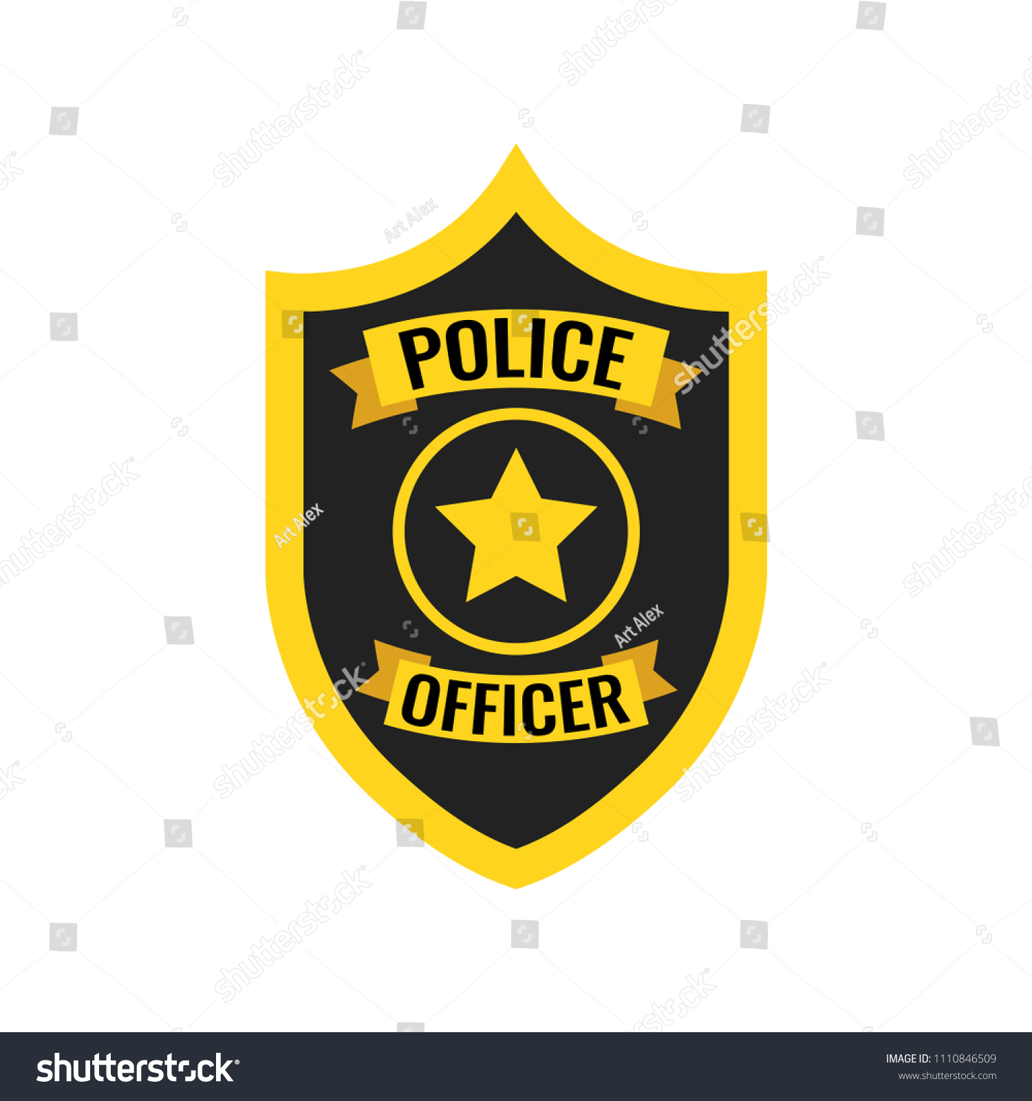 Police Officer Badge Icon Vector Illustration Stock Vector (Royalty ...