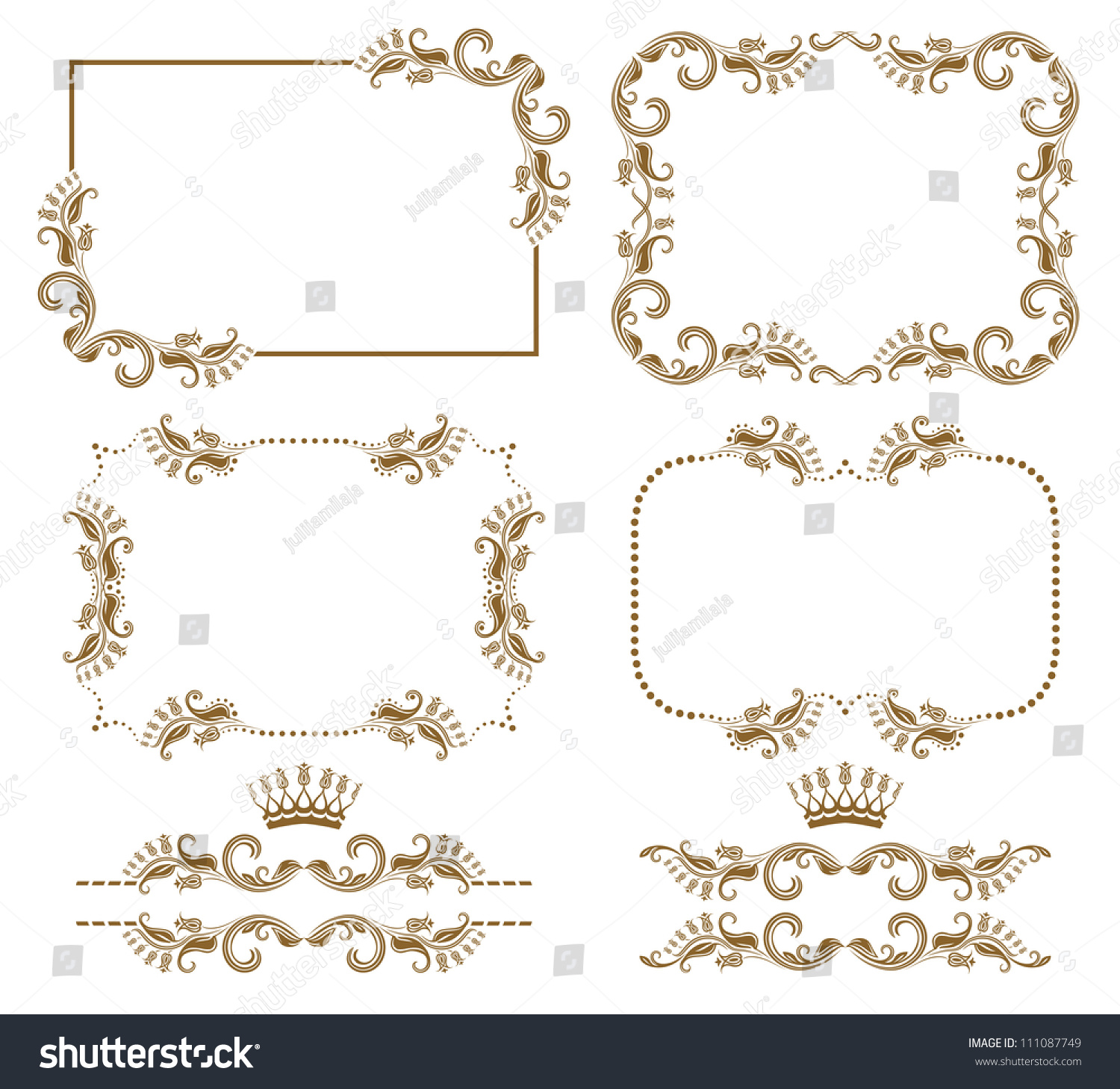 Vector Set Decorative Horizontal Elements Border Stock Vector (Royalty ...