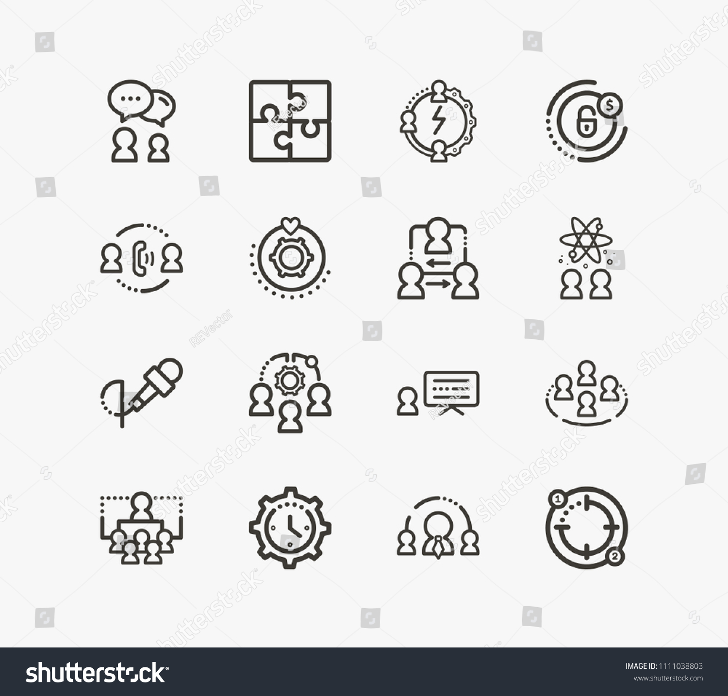 Human Resource Icon Set Coordinate Relationship Stock Vector (Royalty ...