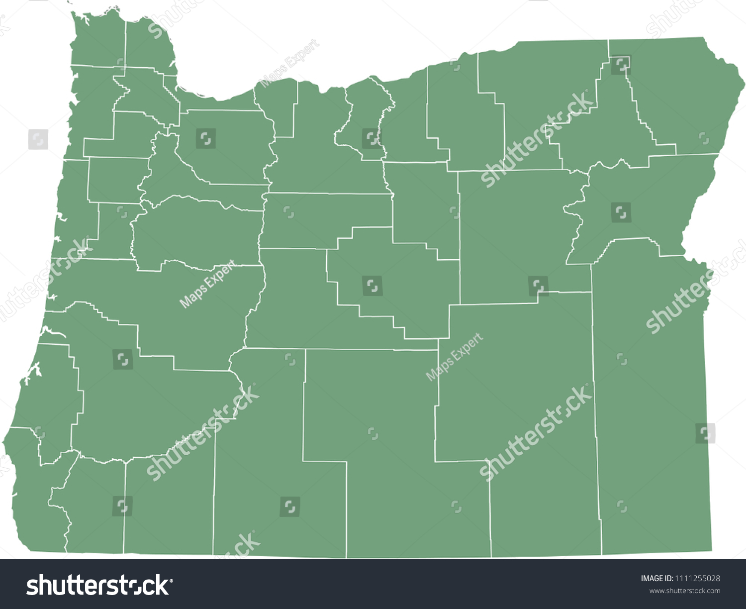 Oregon County Map Vector Outline Green Stock Vector (Royalty Free ...