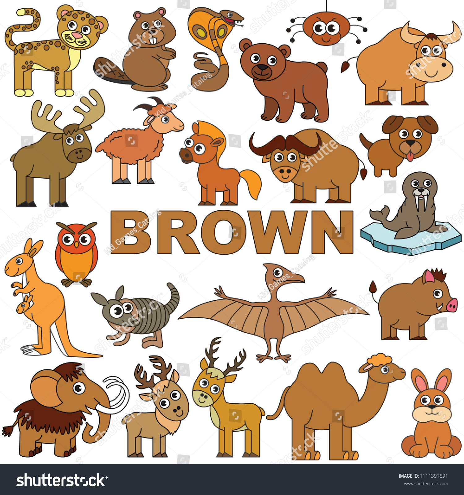 Brown Objects Color Elements Set Collection Stock Vector (Royalty Free ...