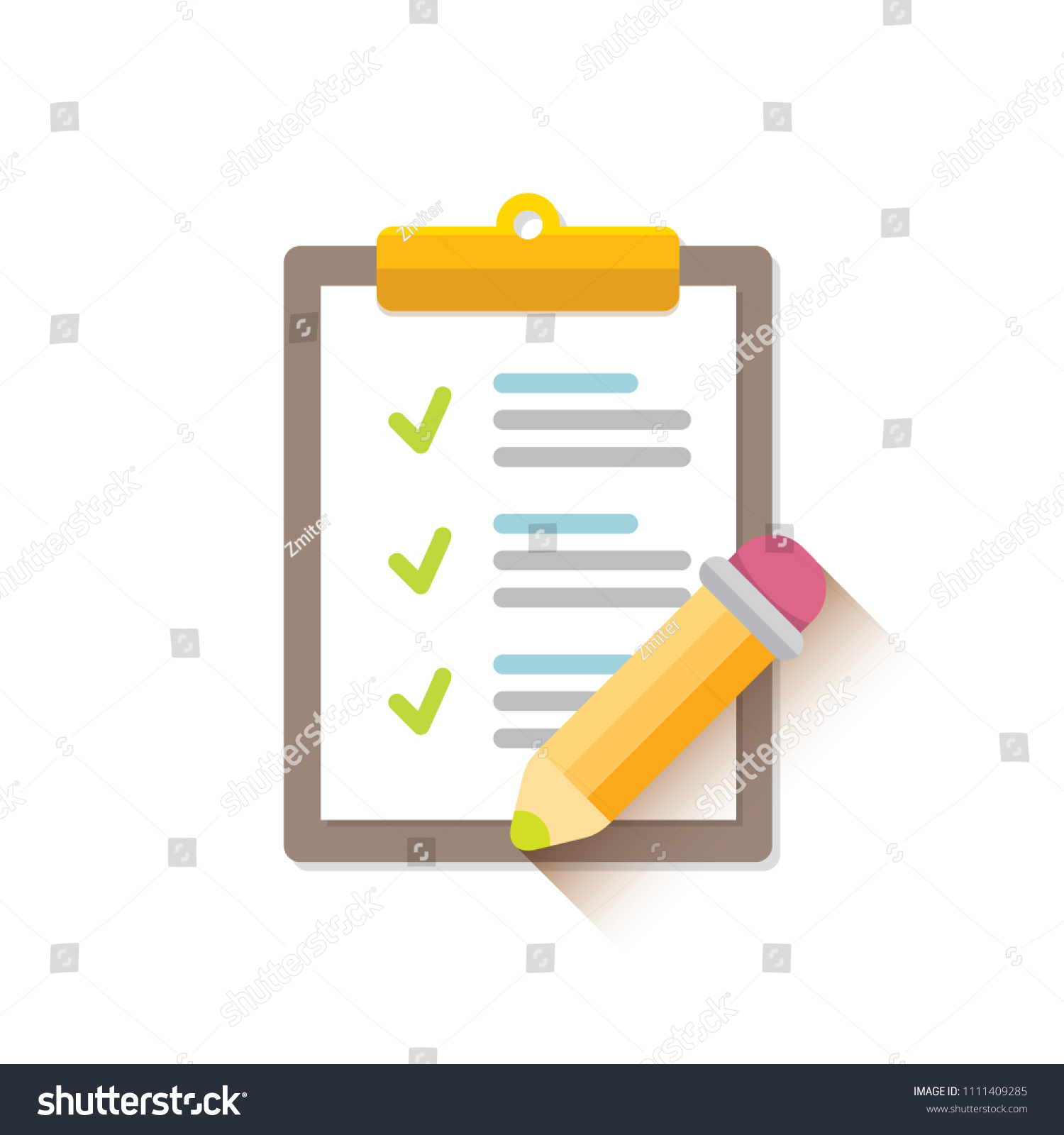 Vector Cartoon Clipboard Icon Green Checkmarks Stock Vector (Royalty ...