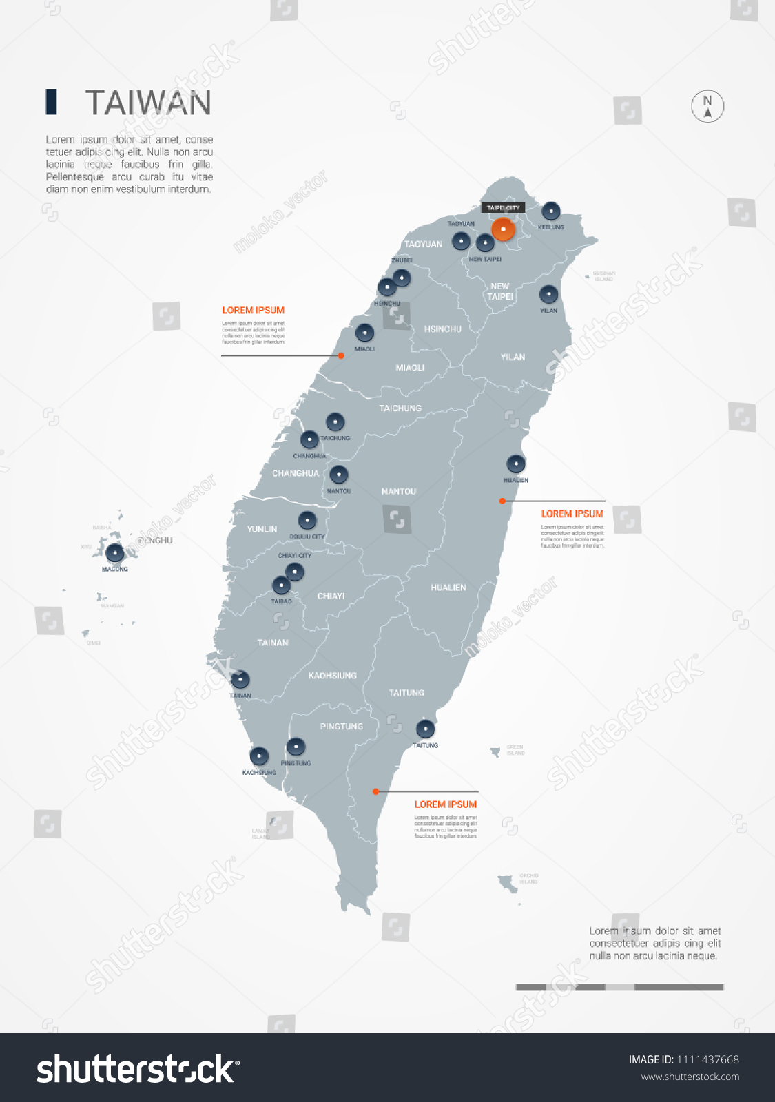 台湾のベクター画像地図 県庁 市 首都台北を含む詳細な国の地図 政治地図 世界地図 インフォグラフィックエレメント のベクター画像素材 ロイヤリティフリー Shutterstock