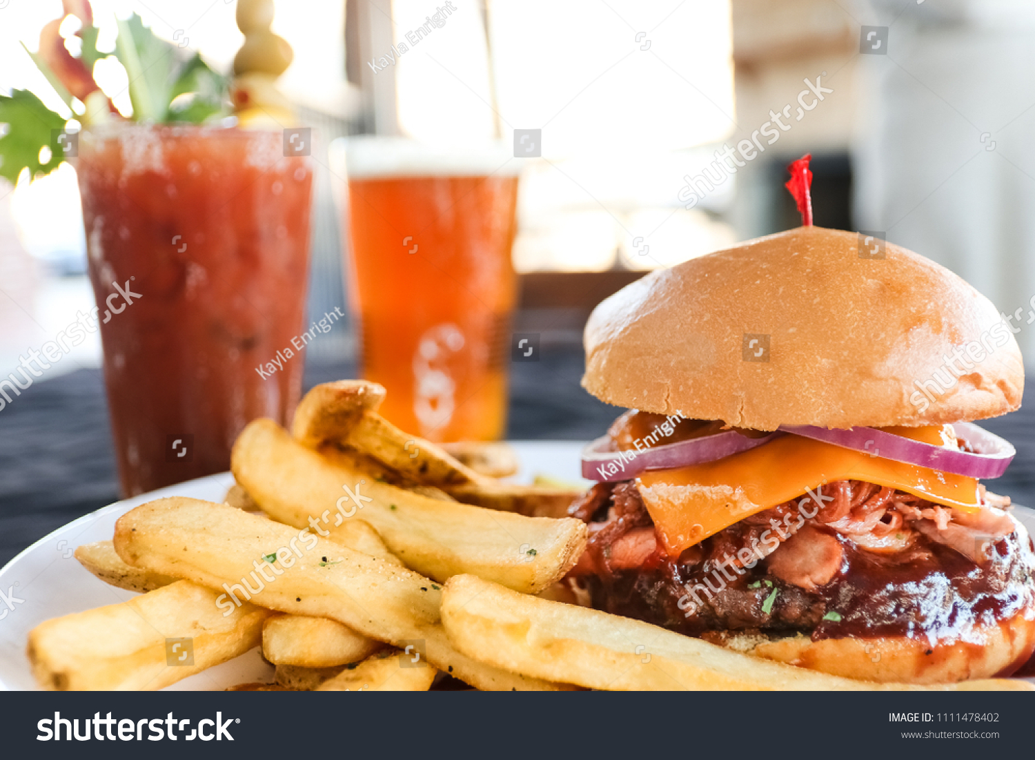 bloody mary drink with burger