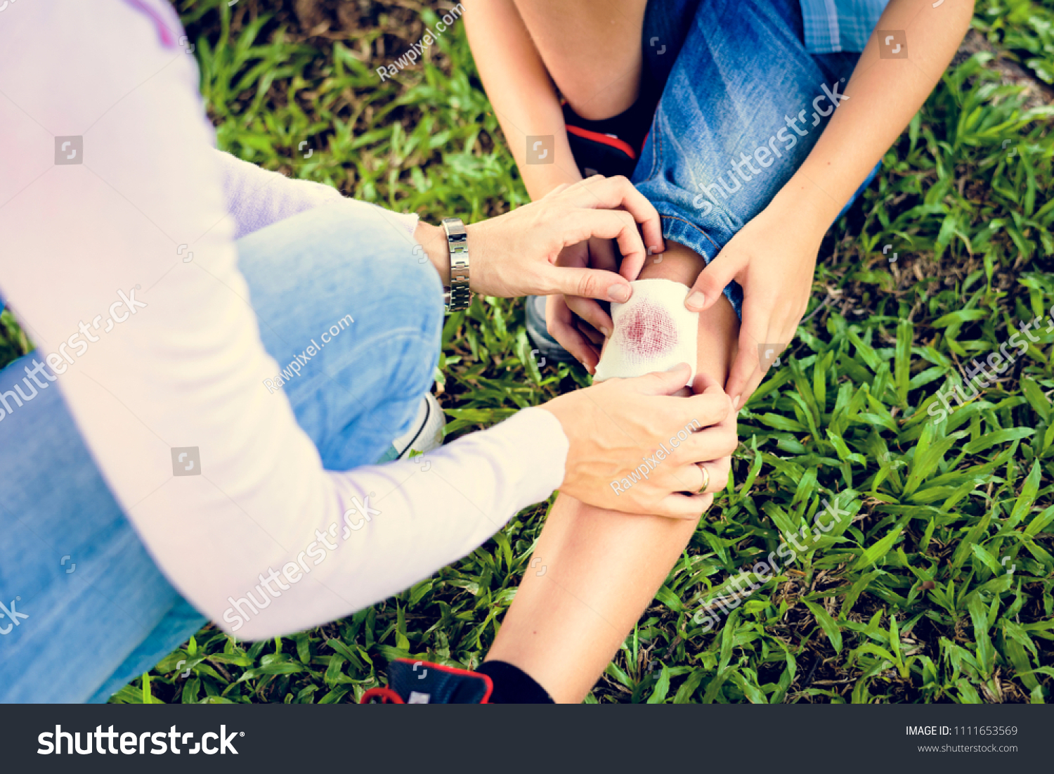 Little Boy Scraped His Leg While Stock Photo 1111653569 | Shutterstock