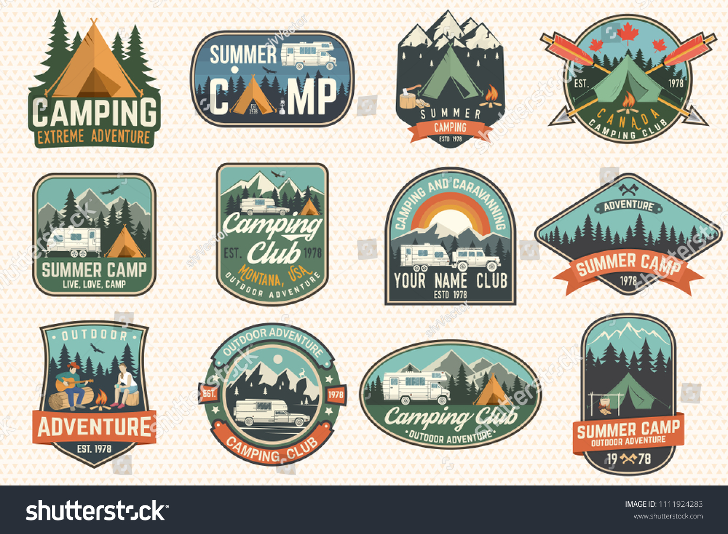 Set Summer Camp Badges Vector Concept Stock Vector (Royalty Free ...