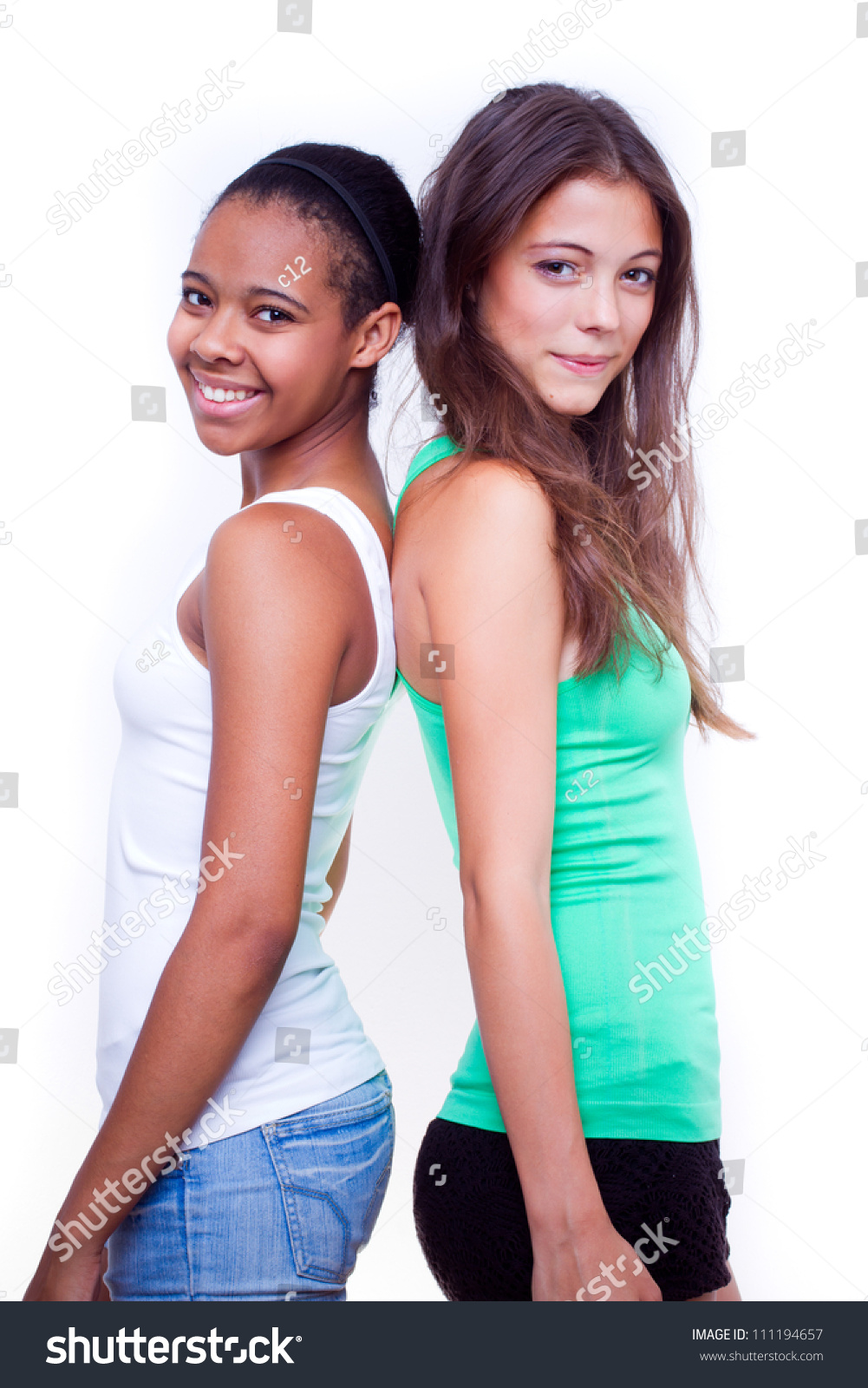 Portrait Two Different Nationalities Teenage Girls Stock Photo ...