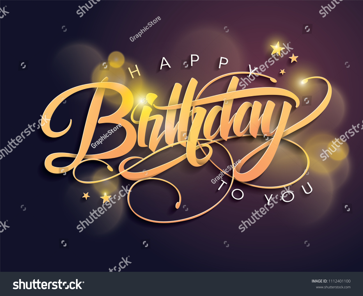 Happy Birthday Greeting Card Golden Lettering Stock Vector (Royalty ...