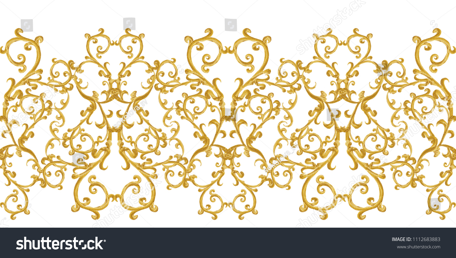 Seamless Pattern Golden Textured Curls Oriental Stock Illustration Shutterstock