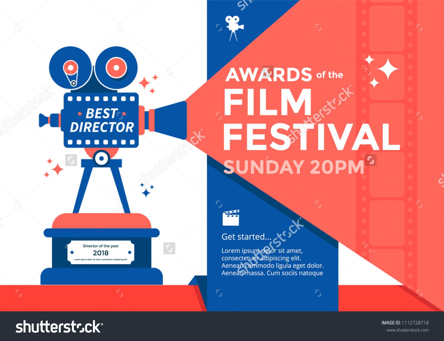 Awards Film Festival Banner Cinema Poster Stock Vector (Royalty Free ...