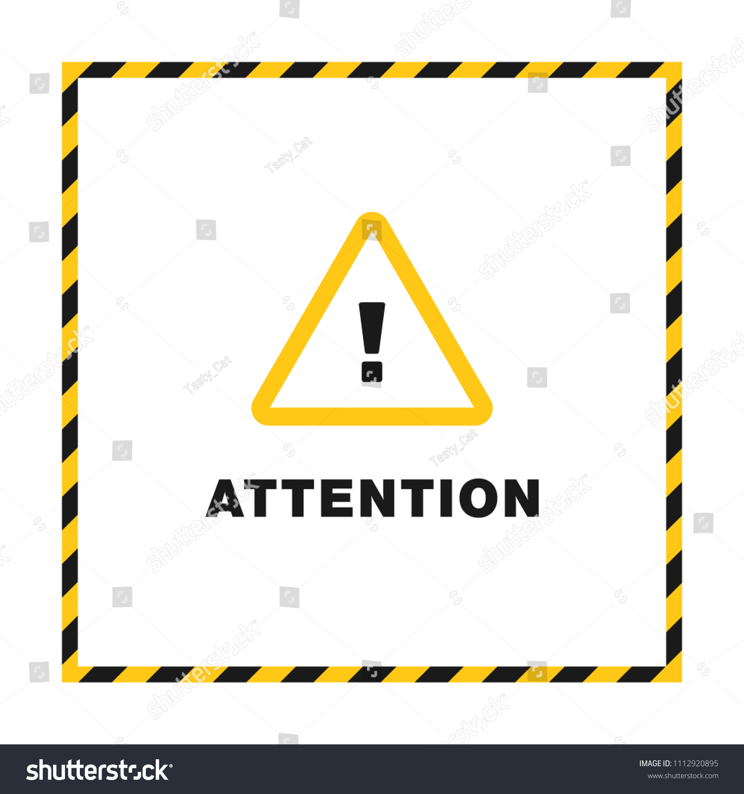 Attention Black Yellow Sign Striped Frame Stock Vector (Royalty Free ...