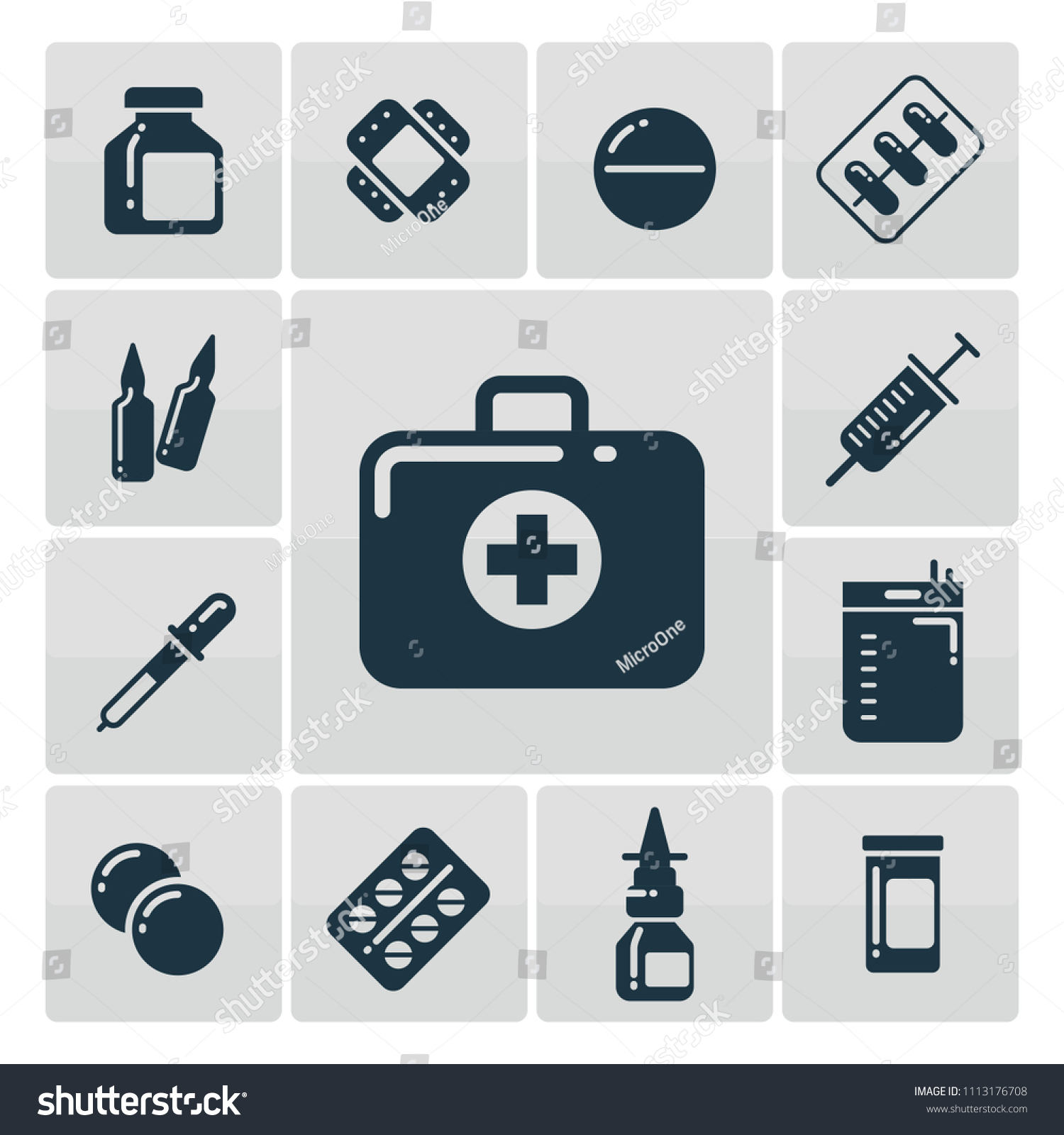 First Aid Kit Silhouette Icons Set Stock Illustration 1113176708 ...