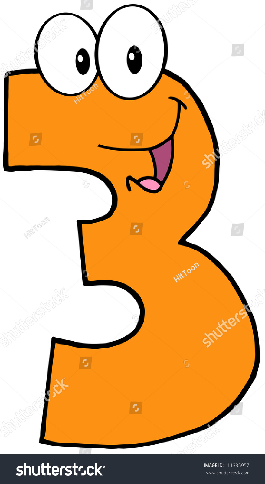 Number Three Funny Cartoon Character Raster Stock Illustration ...