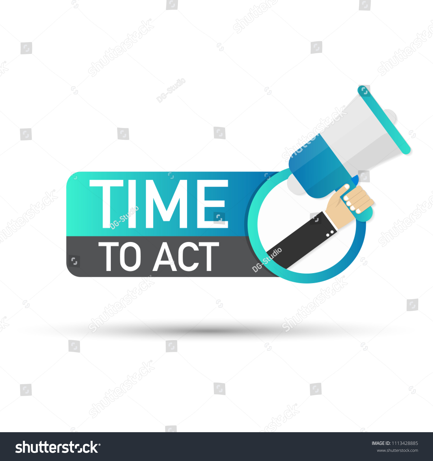 Time Act Badge Megaphone Icon On Stock Vector Royalty Free 1113428885 Shutterstock 