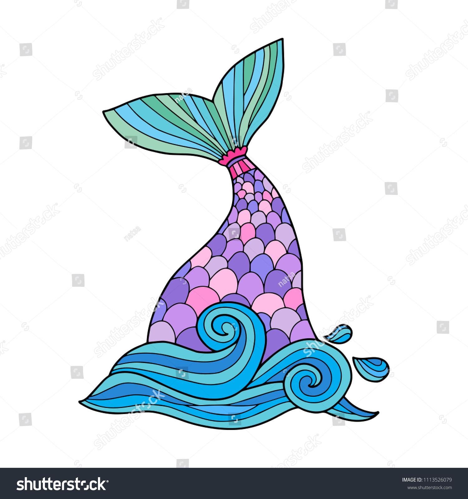 Cute Vector Illustration Mermaid Tail Stock Vector (Royalty Free ...