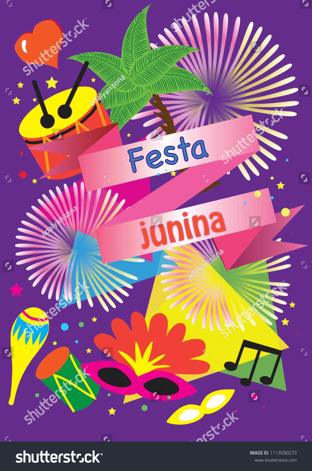 Invitation Poster Brazilian Latin American Festival Stock Vector 