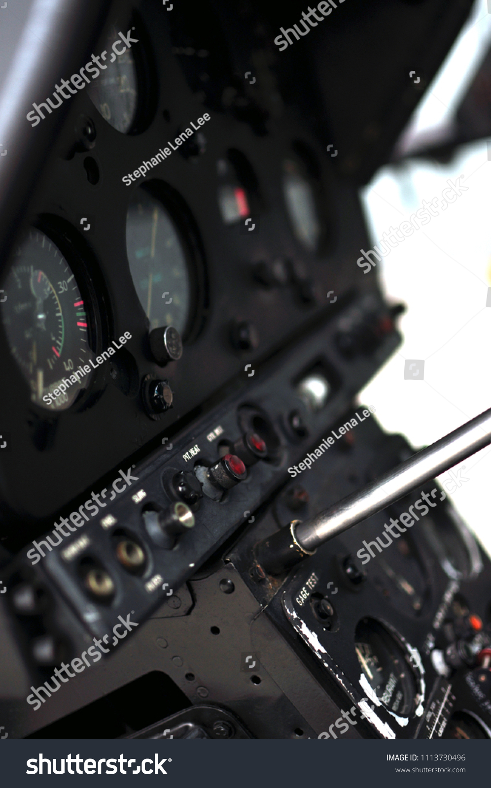 Closeup Cockpit Dial Switches Control Center Stock Photo 1113730496 ...