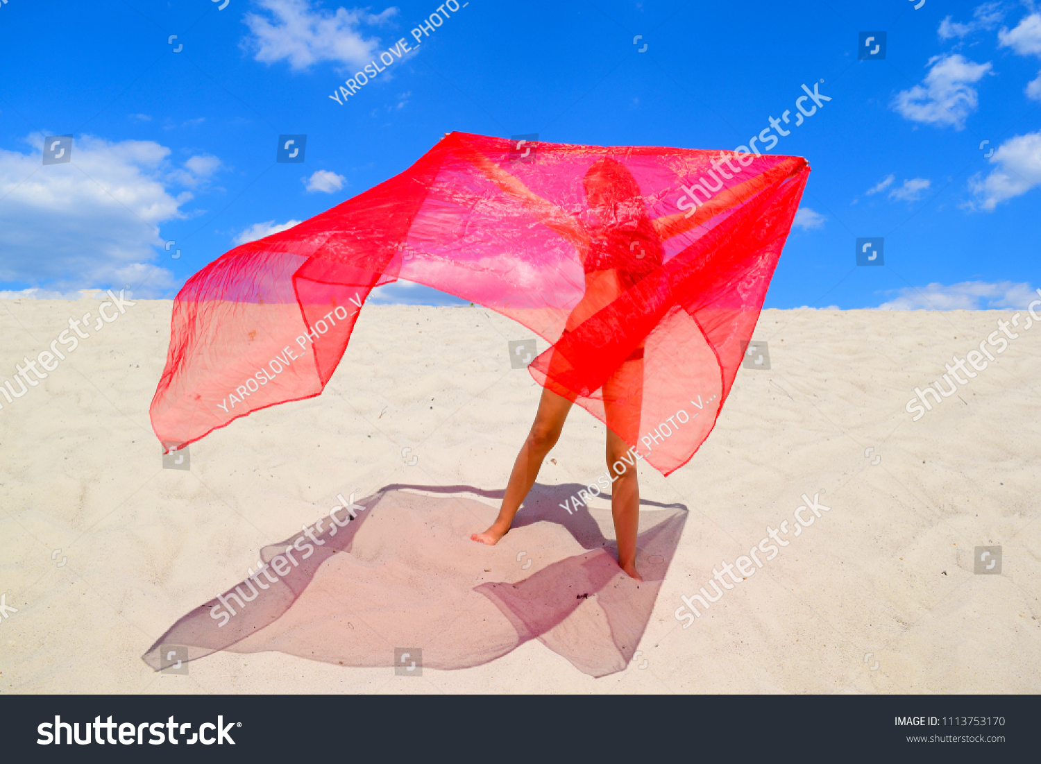 Sexy Naked Girl Red Cloth On Foto De Stock Shutterstock