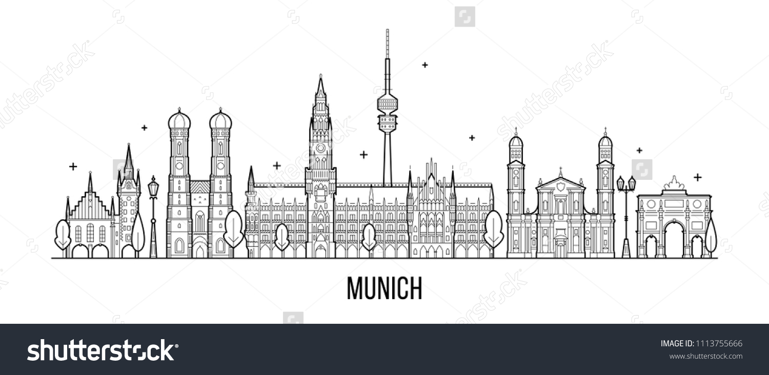 Munich Skyline Germany This Illustration Represents Stock Vector Royalty Free