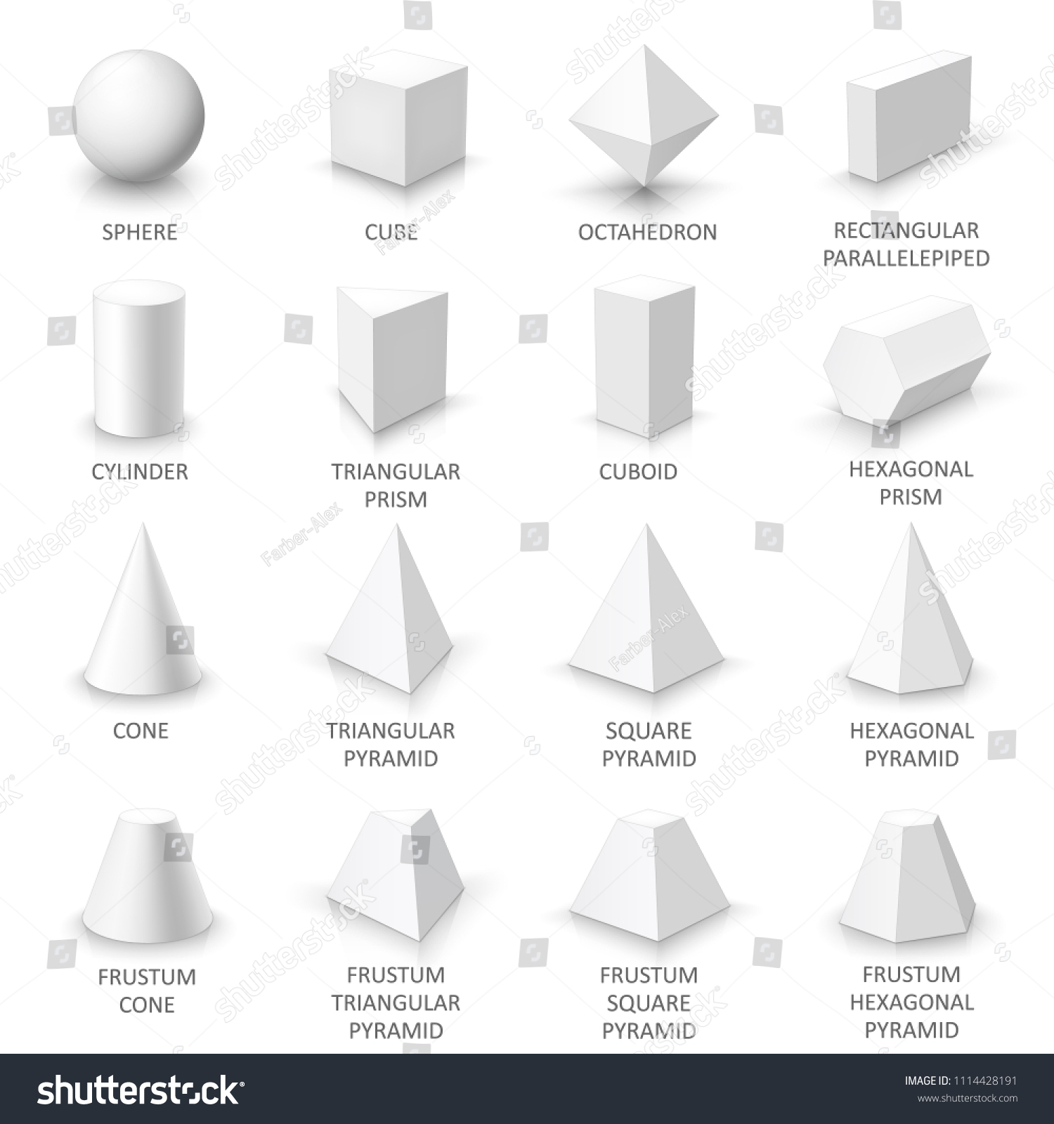 Set Basic 3d Shapes White Geometric Stock Vector (Royalty Free ...