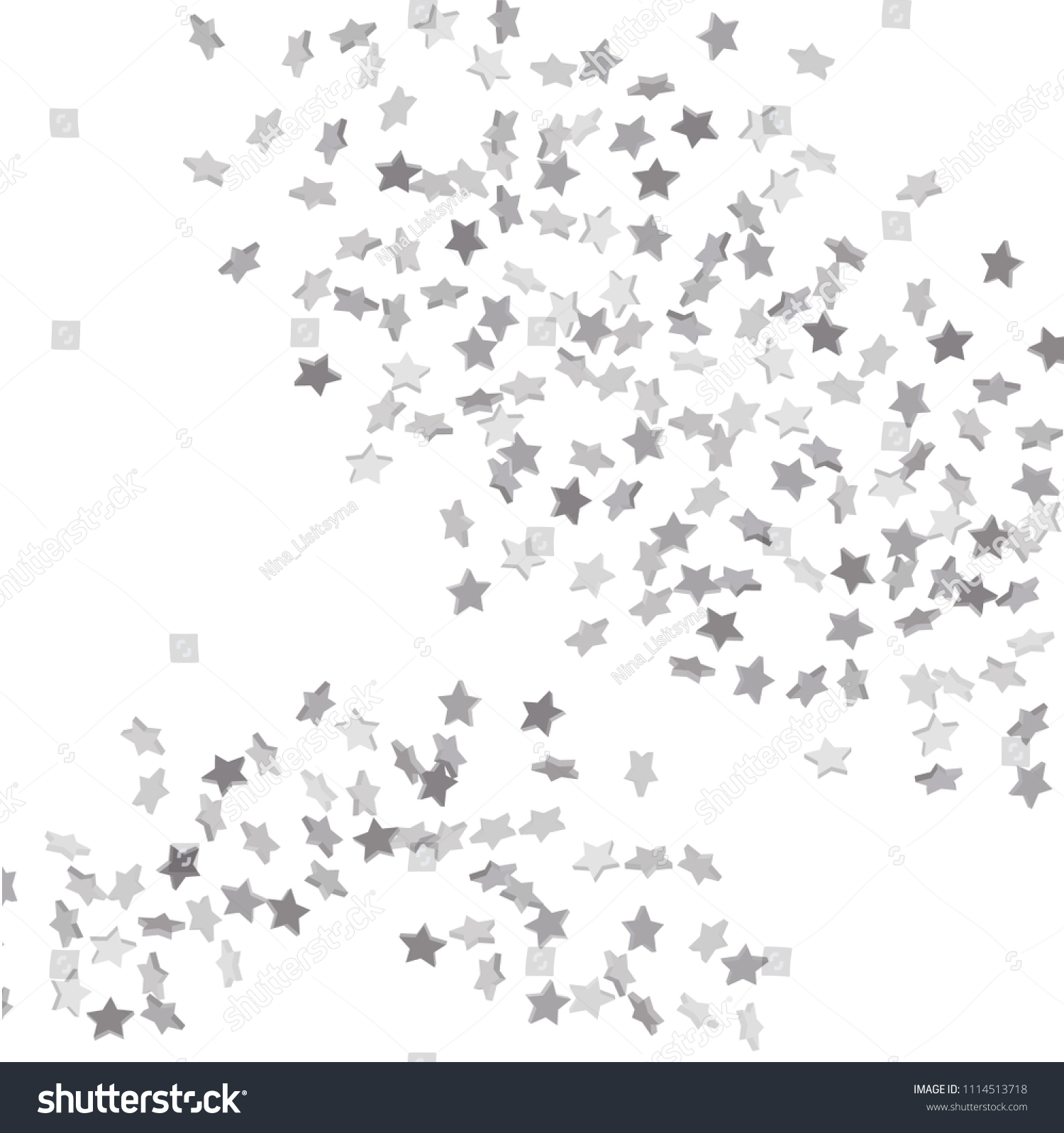 Silver Volumetric Starconfetti Fall On White Stock Vector Royalty Free