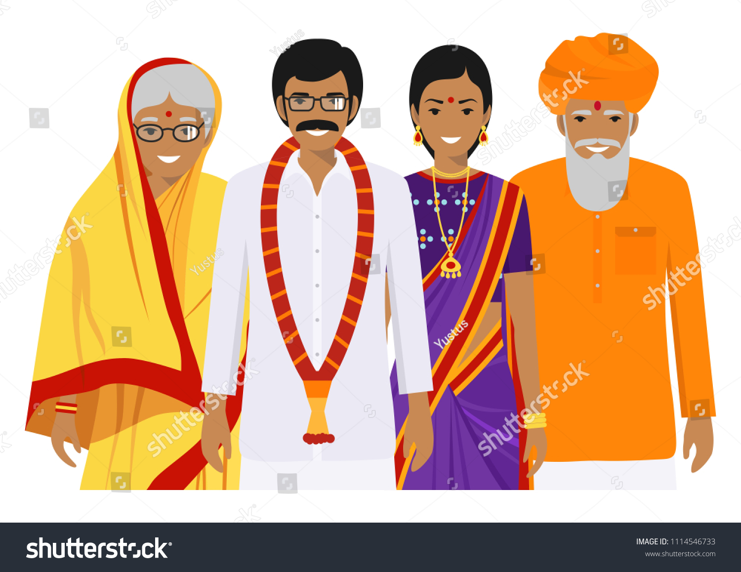 Family Social Concept Indian Person Generations Stock Vector (Royalty ...