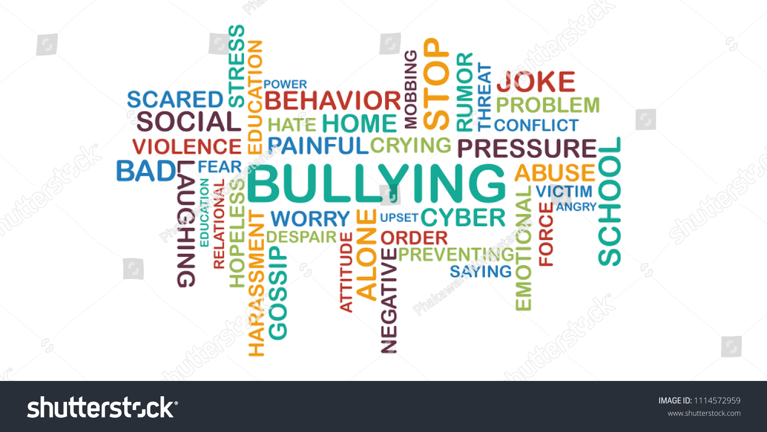 Bullying Concept Word Cloud On White Stock Illustration 1114572959 ...