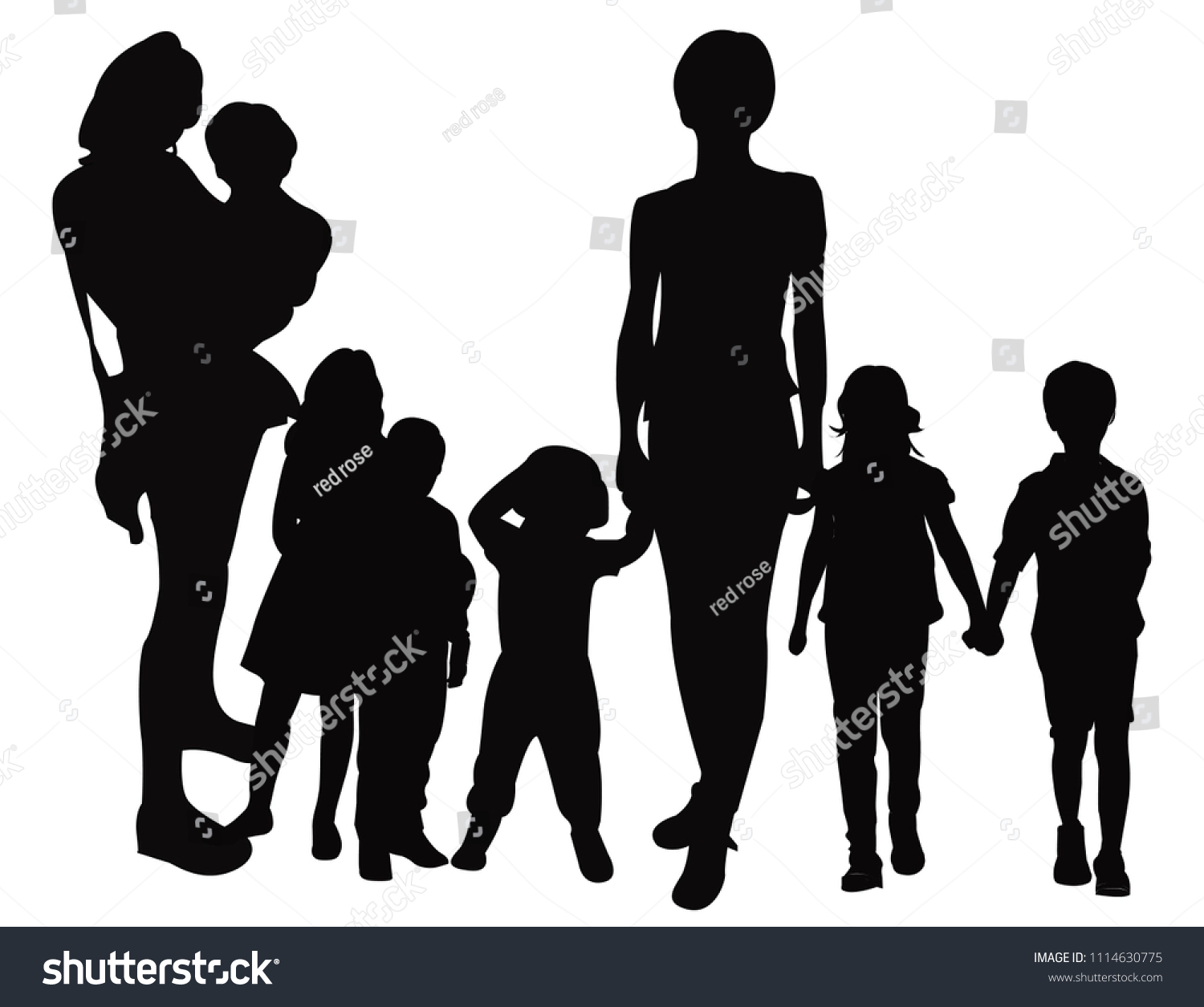 Mother Children Stock Vector (Royalty Free) 1114630775 | Shutterstock