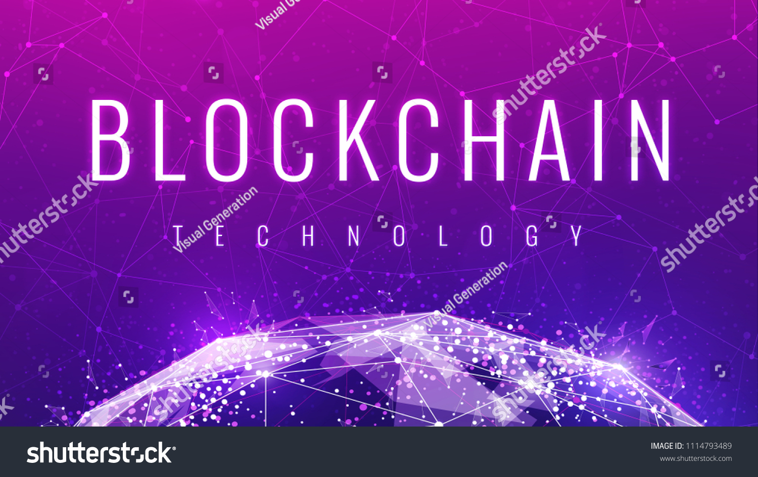 Blockchain Technology Slogan On Futuristic Hud Stock Illustration ...