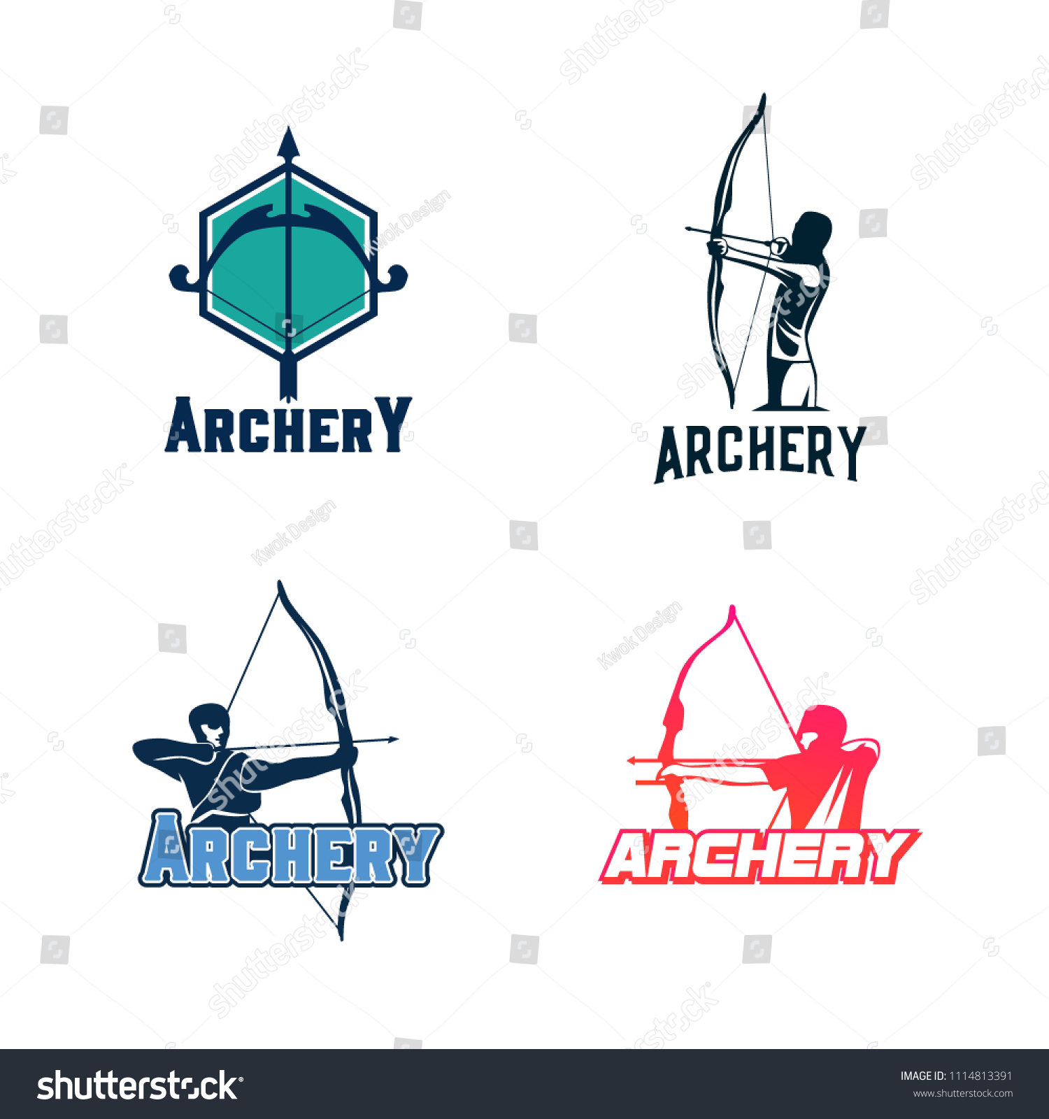 Archery Design Logo Template Arrow Bow Stock Vector (Royalty Free ...