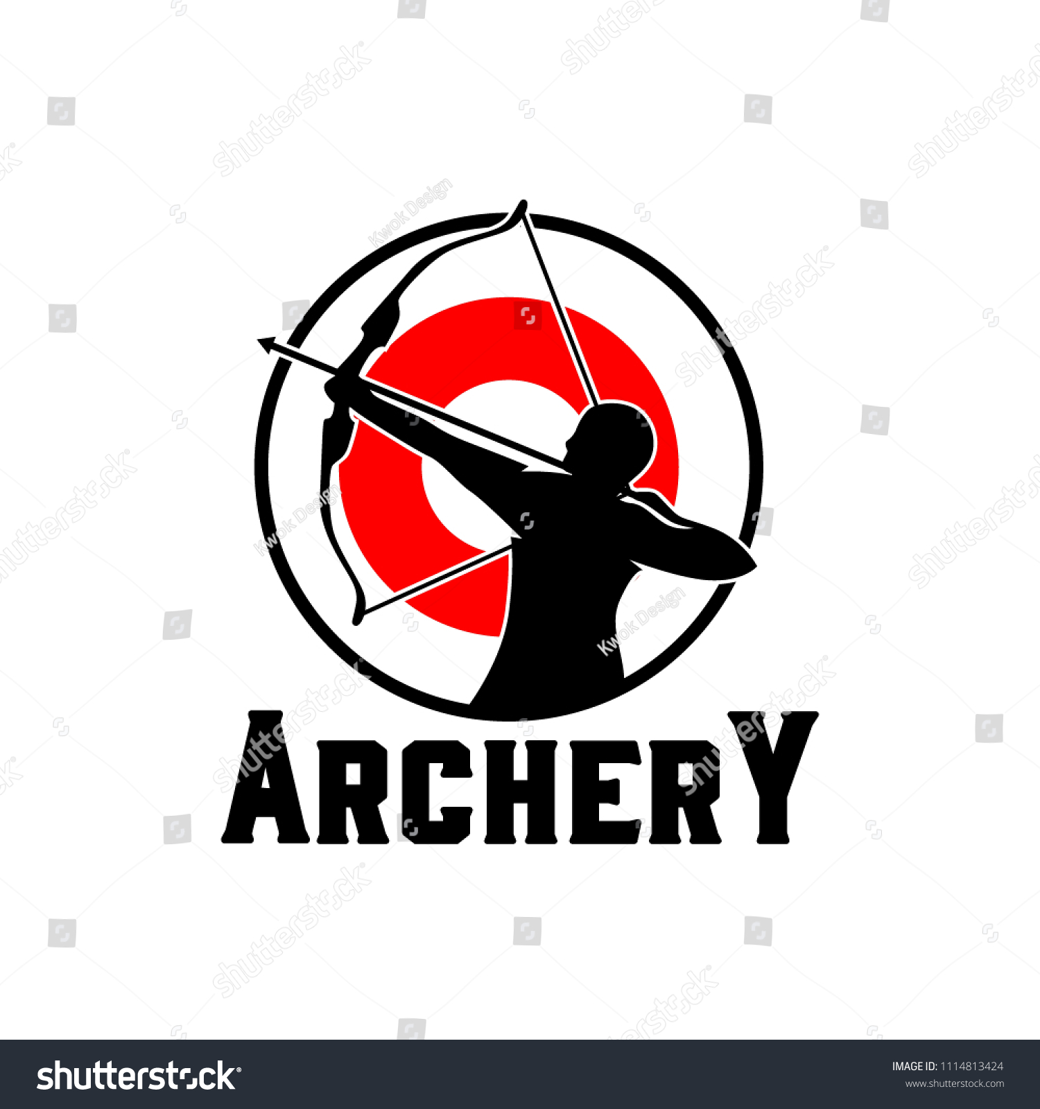 Archery Design Logo Template Arrow Bow Stock Vector (Royalty Free ...