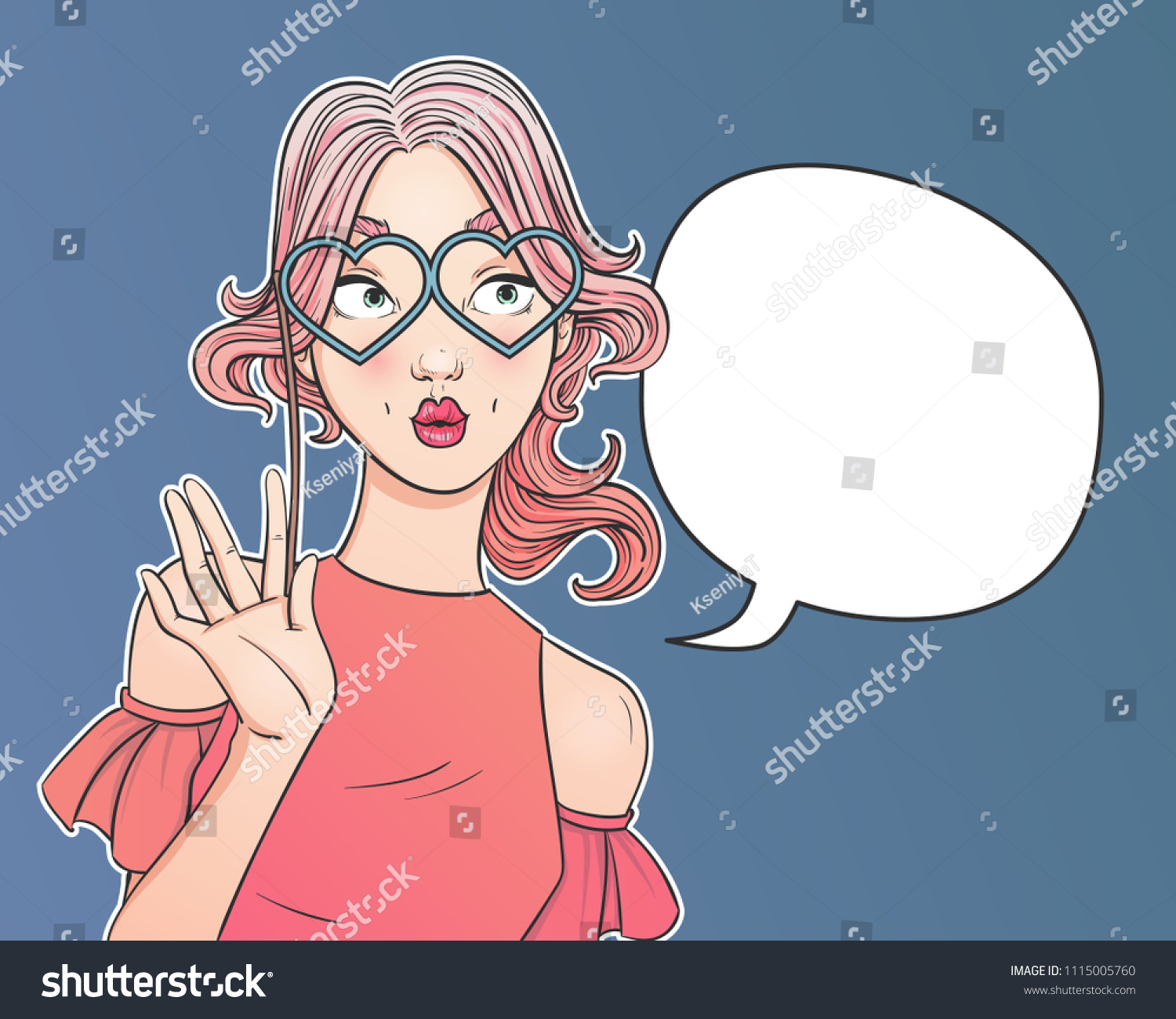 Wow Pop Art Female Face Closeup Stock Vector Royalty Free 1115005760