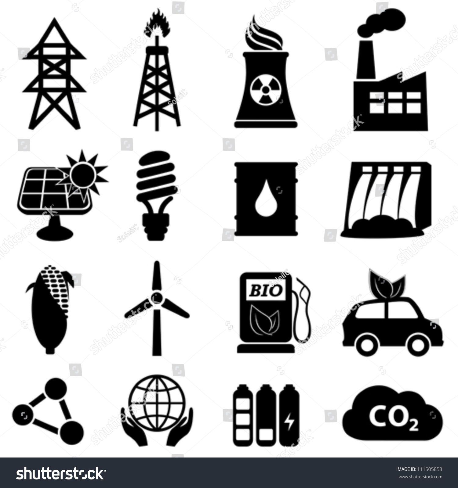 Energy Icon Set On White Stock Vector (Royalty Free) 111505853 ...