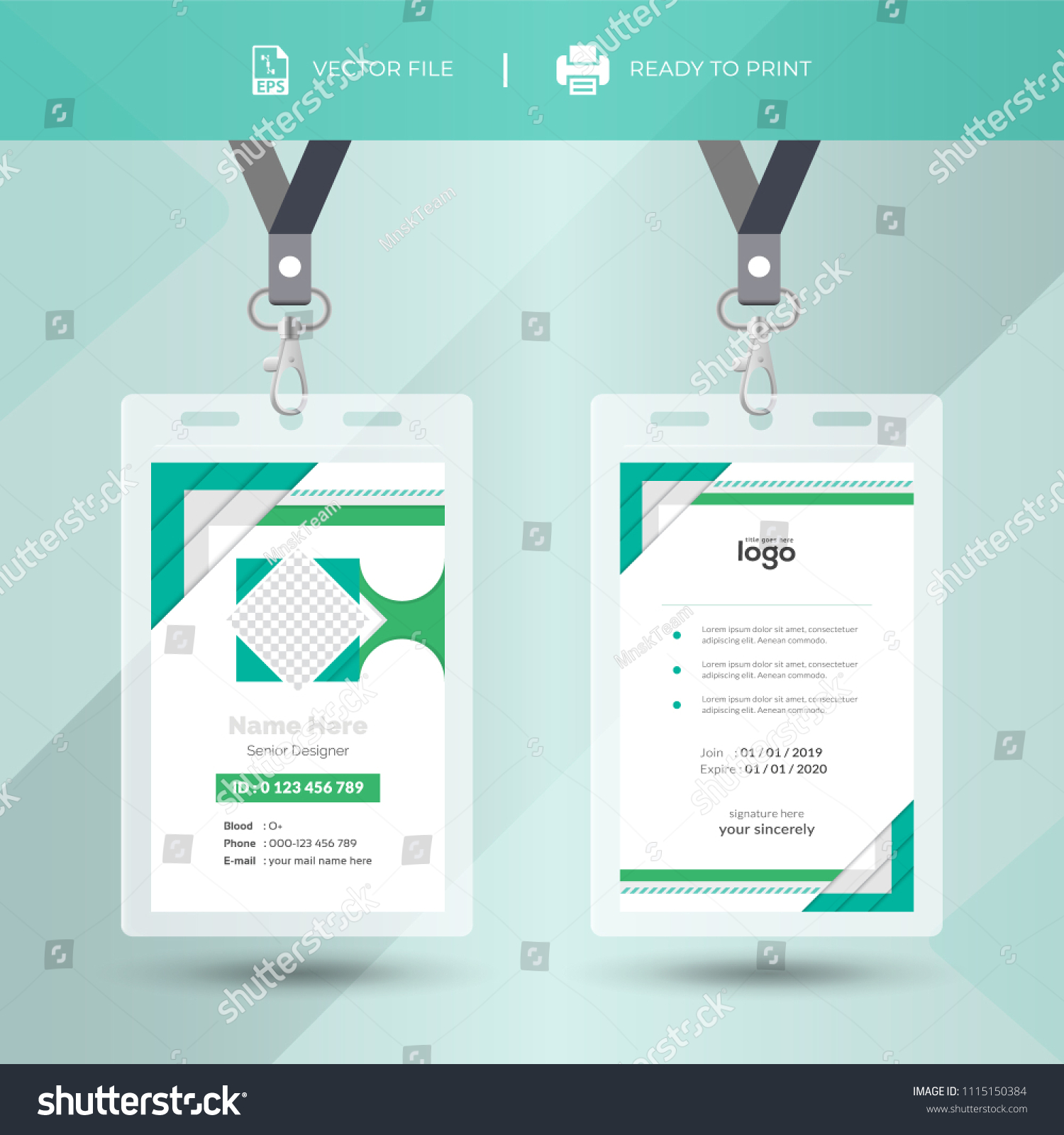 Identification Card Lanyard Set Isolated Vector Stock Vector (Royalty ...