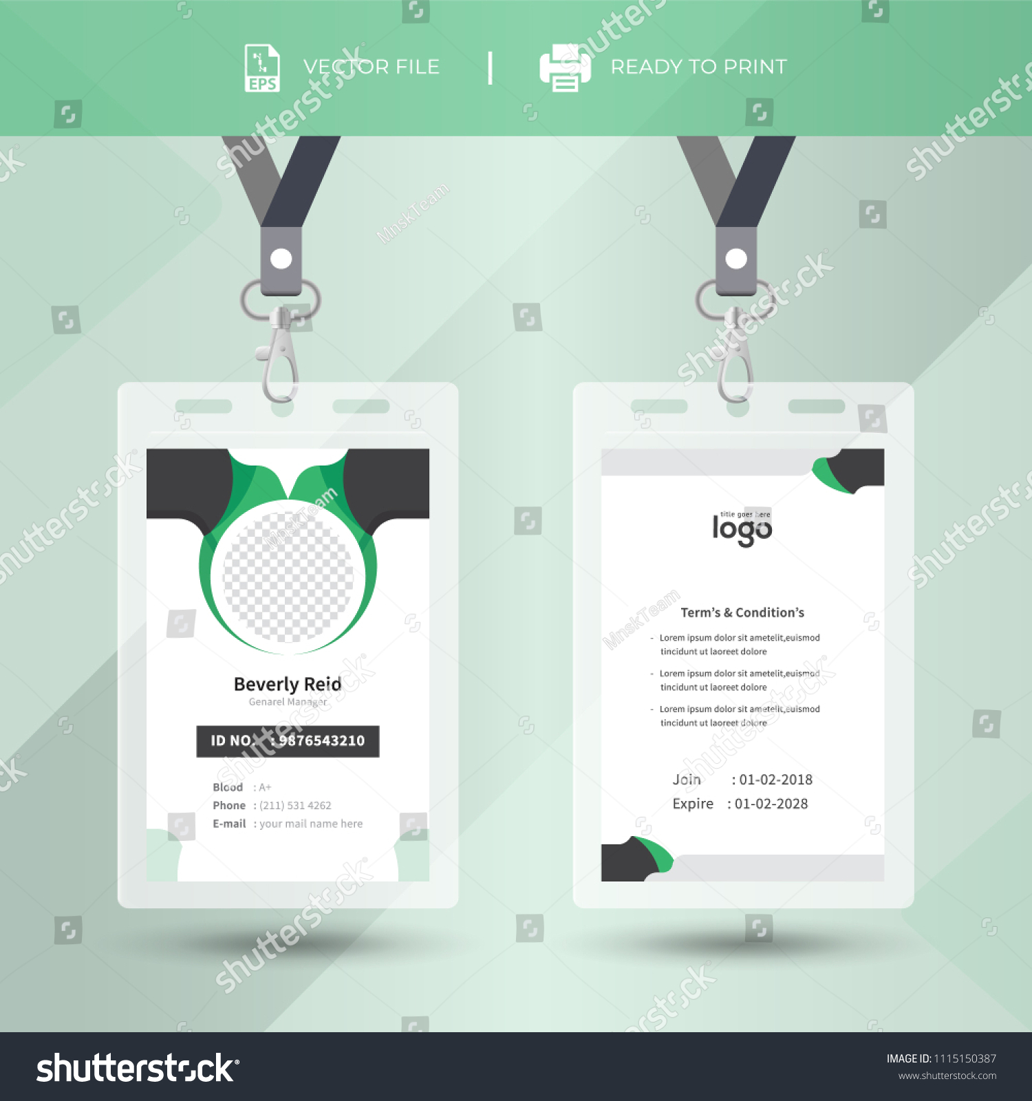 Identification Card Lanyard Set Isolated Vector Stock Vector (Royalty ...