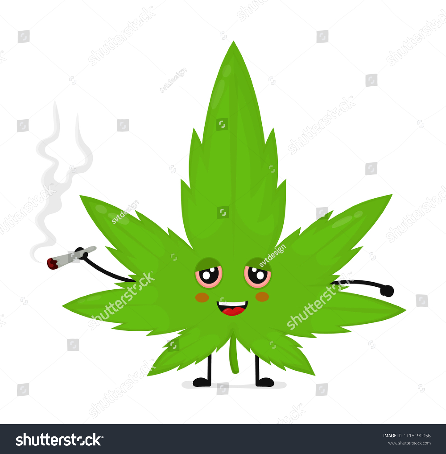 Cute Funny Smiling Happy Marijuana Weed Stock Illustration 1115190056 ...