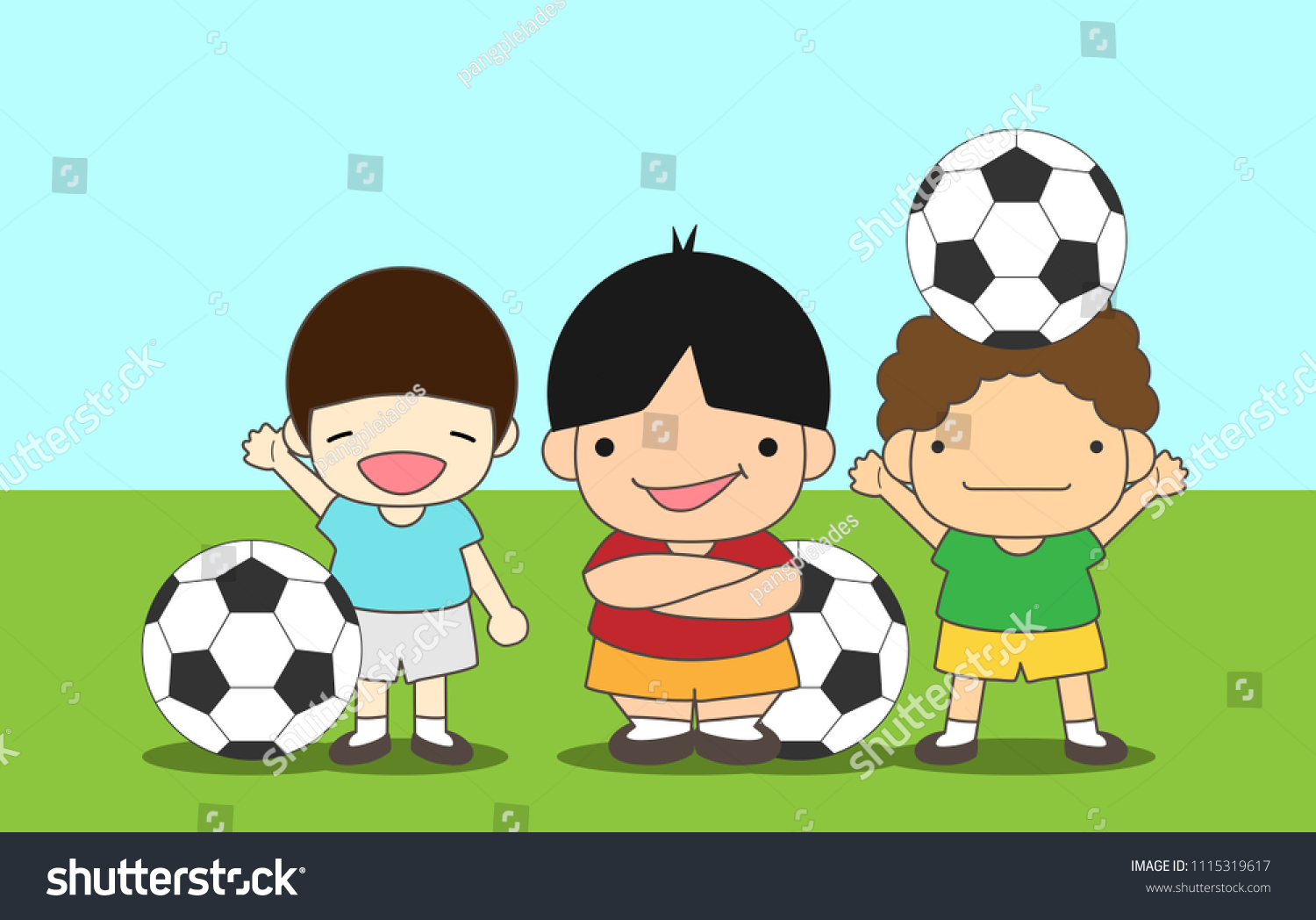 Boys Soccer Football Team Cute Cartoon Stock Vector (Royalty Free ...