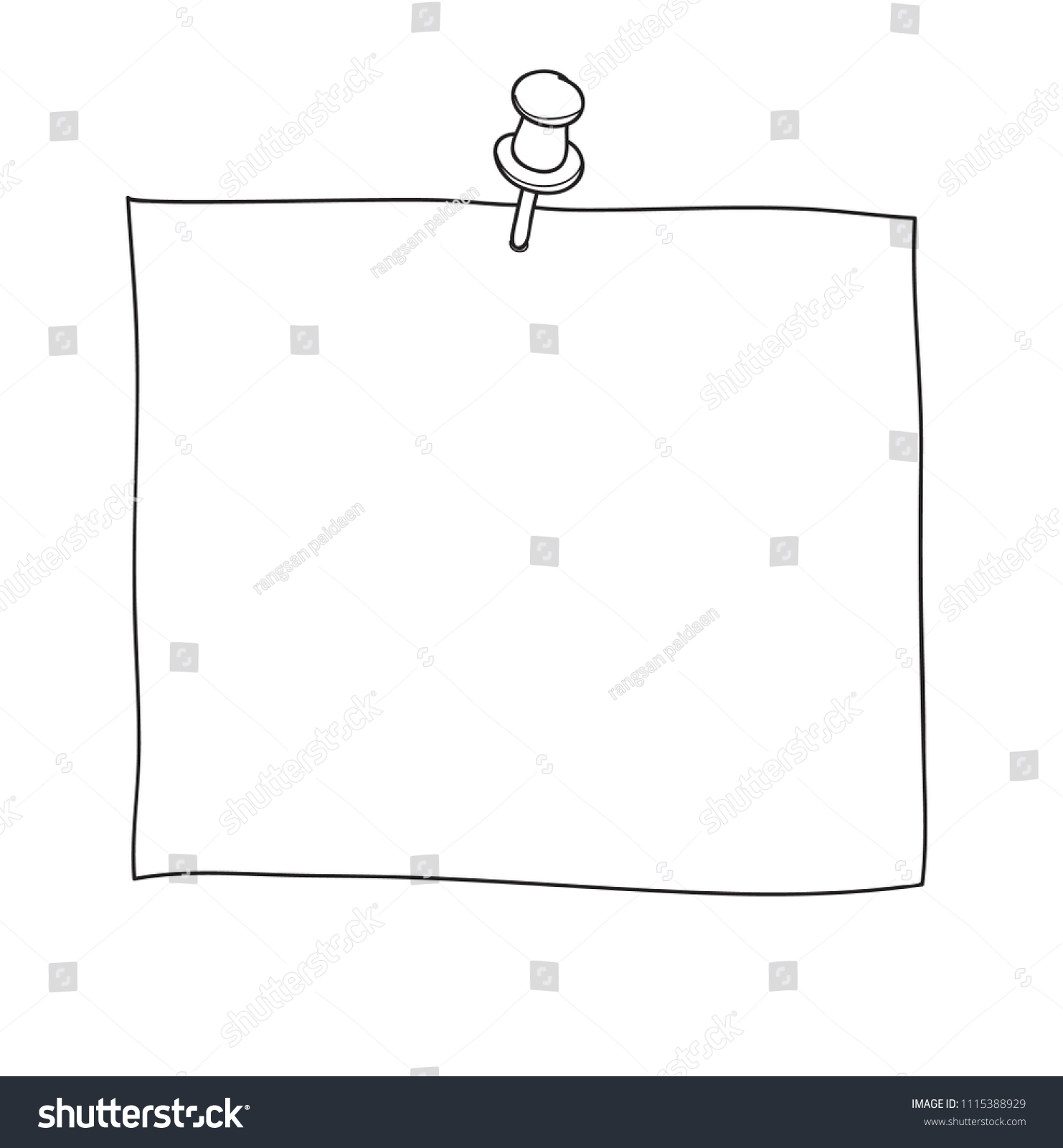 Note Paper Red Push Pin Hand Stock Vector (Royalty Free) 1115388929 ...