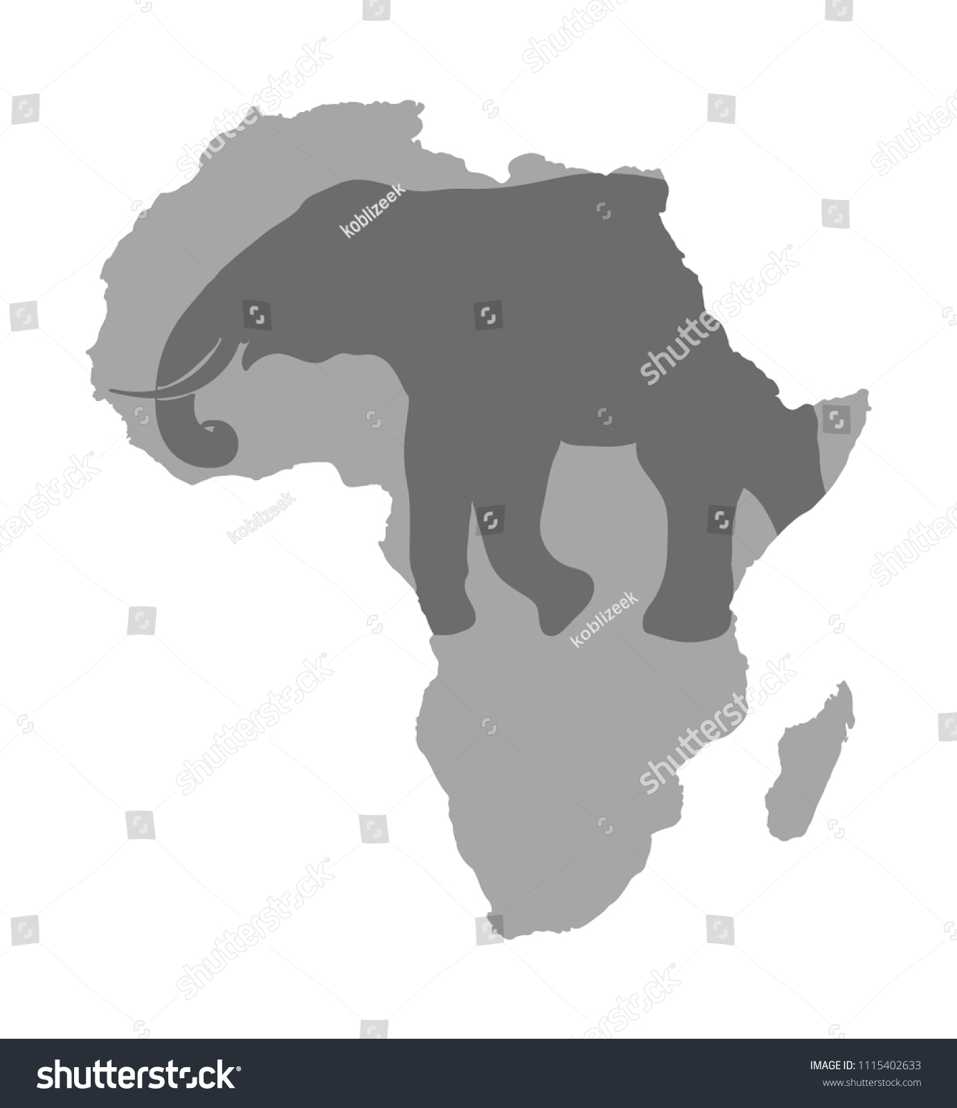 Grey Africa Map Isolated On Transparently Stock Vector (Royalty Free