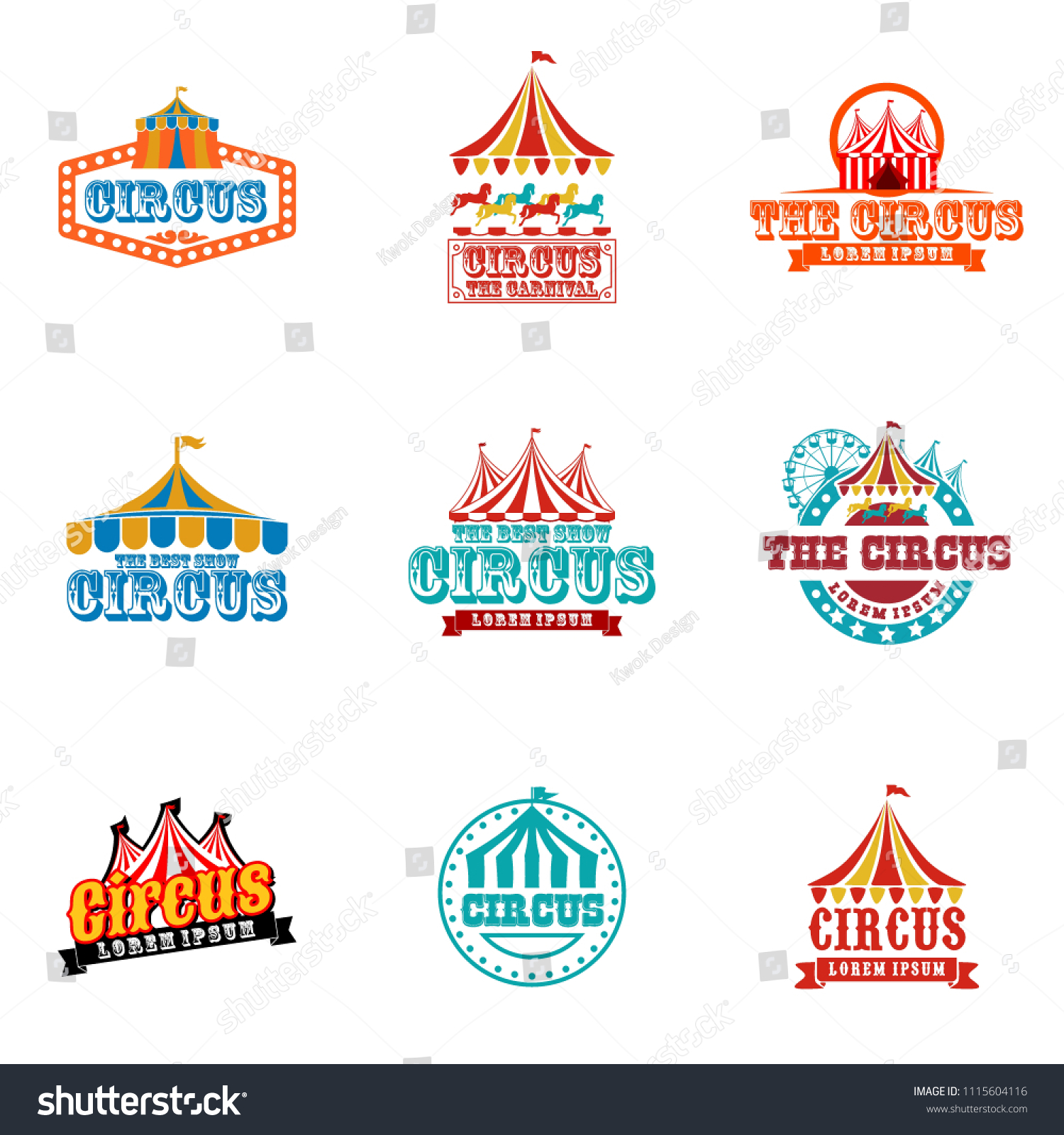 Collection Set Circus Design Logo Emblems Stock Vector (Royalty Free ...