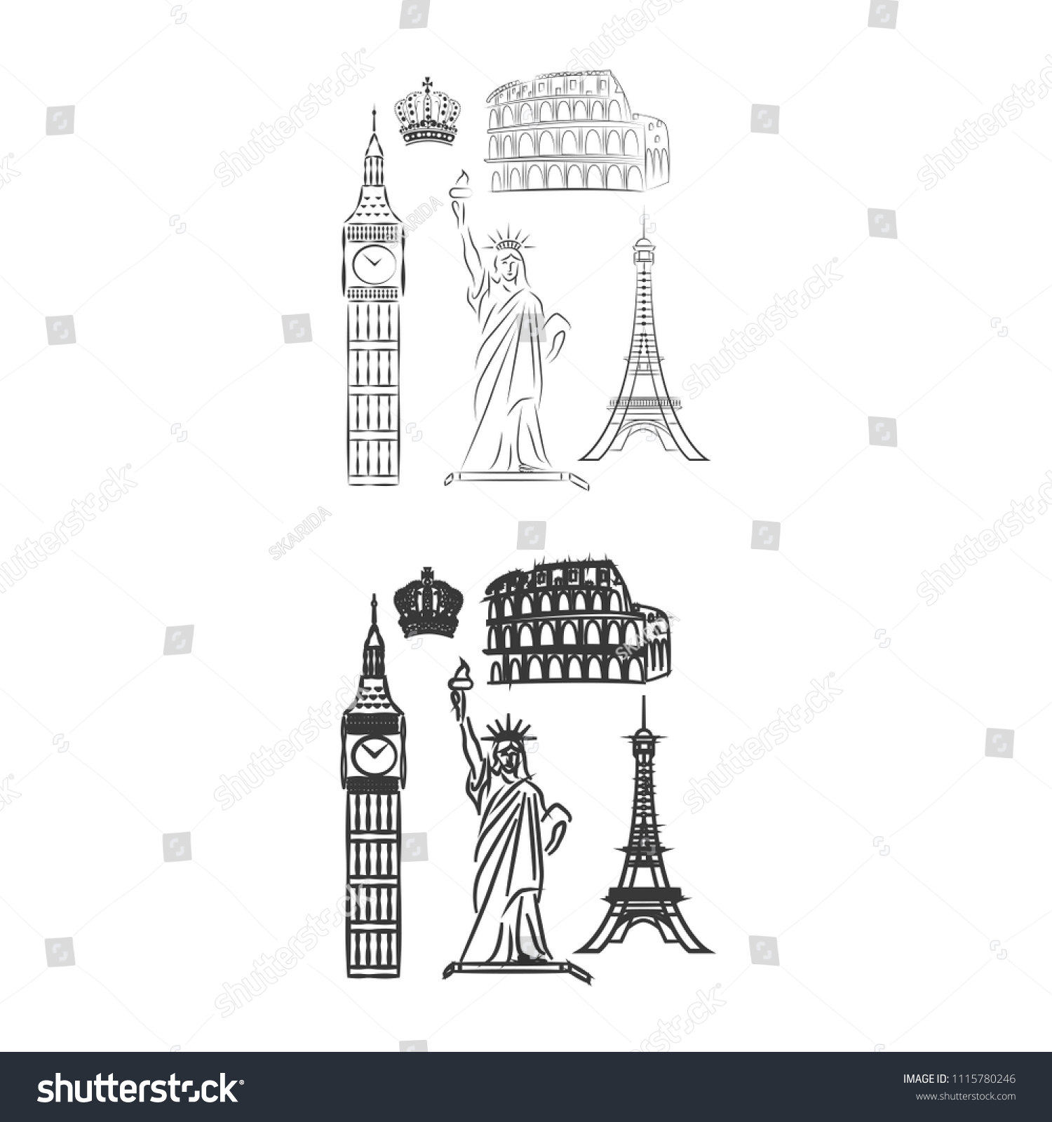 Tower Big Ben Statue Liberty Great Stock Vector (royalty Free 