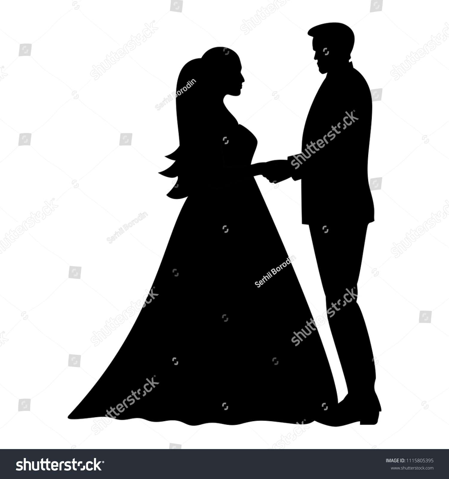 Bride Groom Holding Hands Icon Black Stock Vector (Royalty Free ...