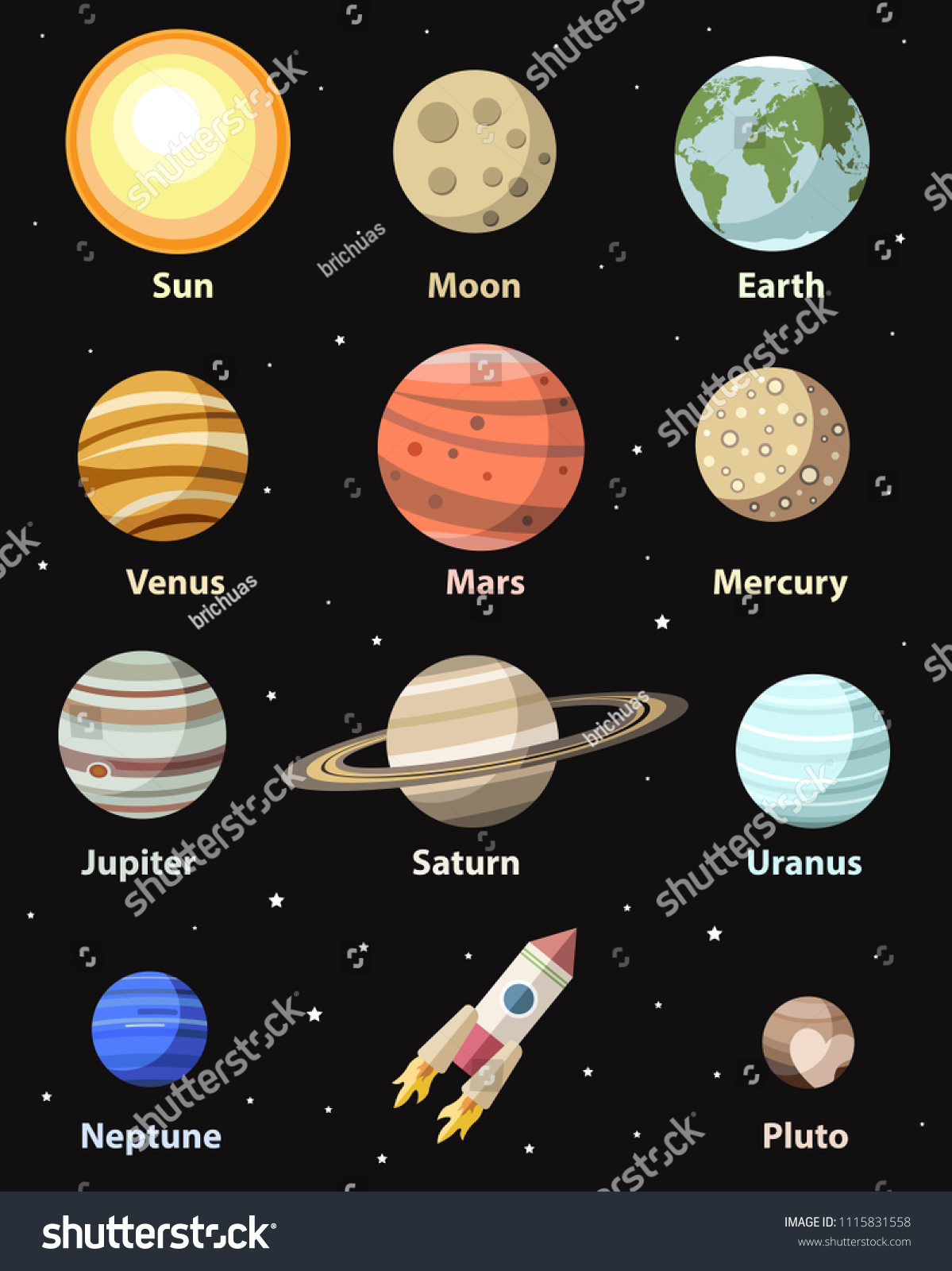 Vector Isolated Planets Astronomical Bodies Colorful Stock Vector ...