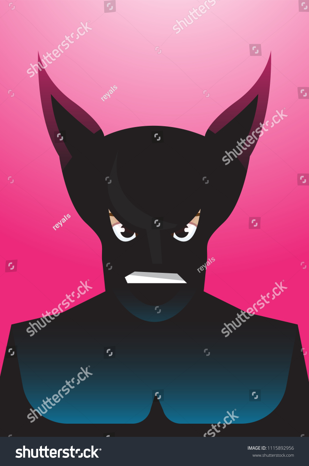 Vector Portrait Drawing Angry Faced Bat Stock Vector (Royalty Free ...