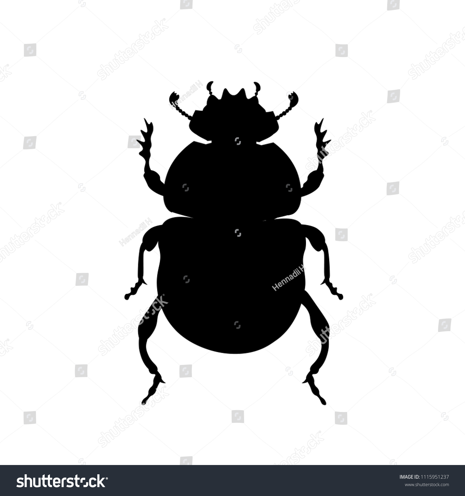 Sacred Scarab Beetle Silhouette Vector Illustration Stock Vector ...