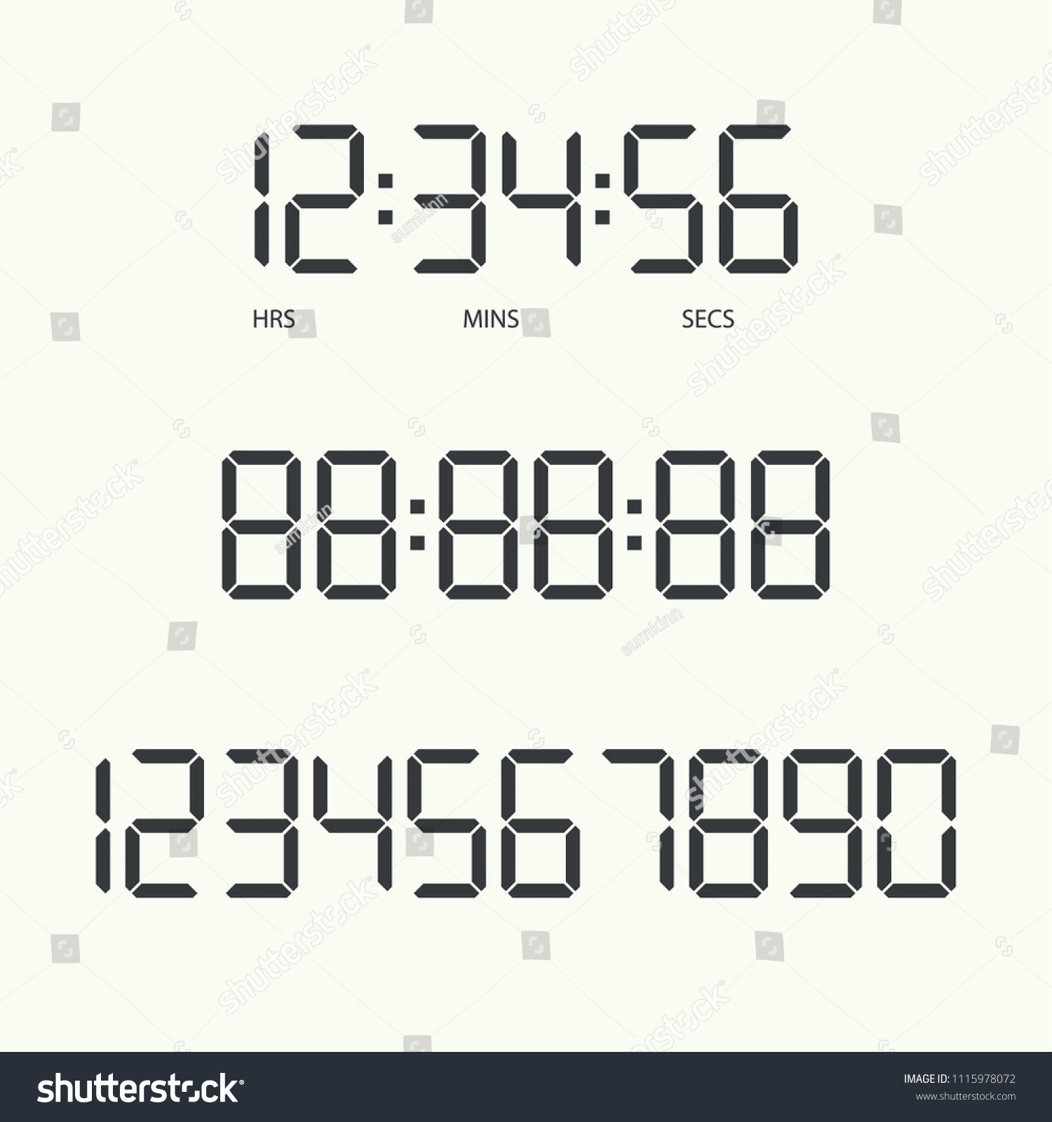 Digital Clock Numbers Vector Illustration Stock Vector (Royalty Free ...